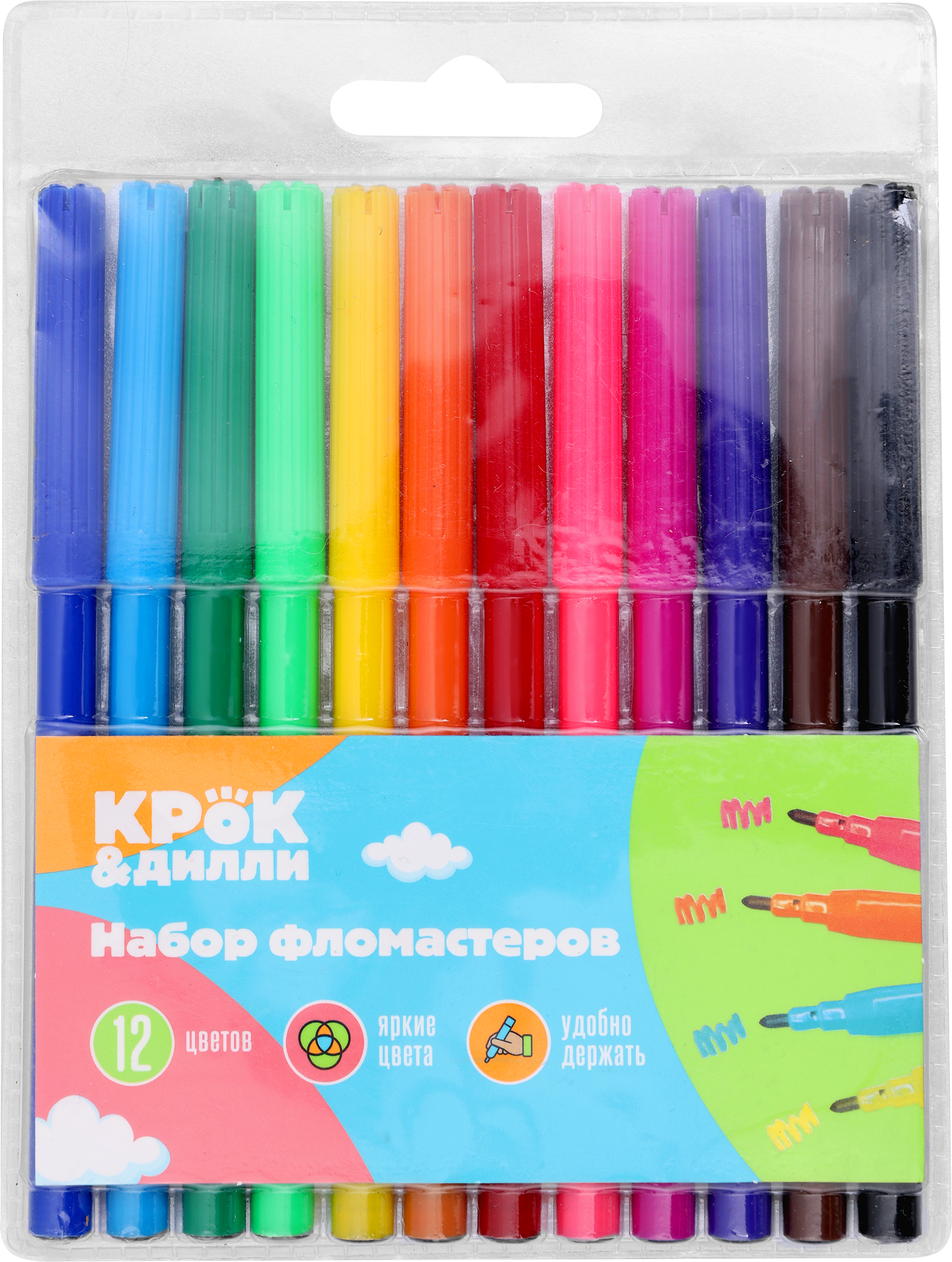 Изображение товара Фломастеры КРОК&ДИЛЛИ 12 цветов, Арт. MF923988-12