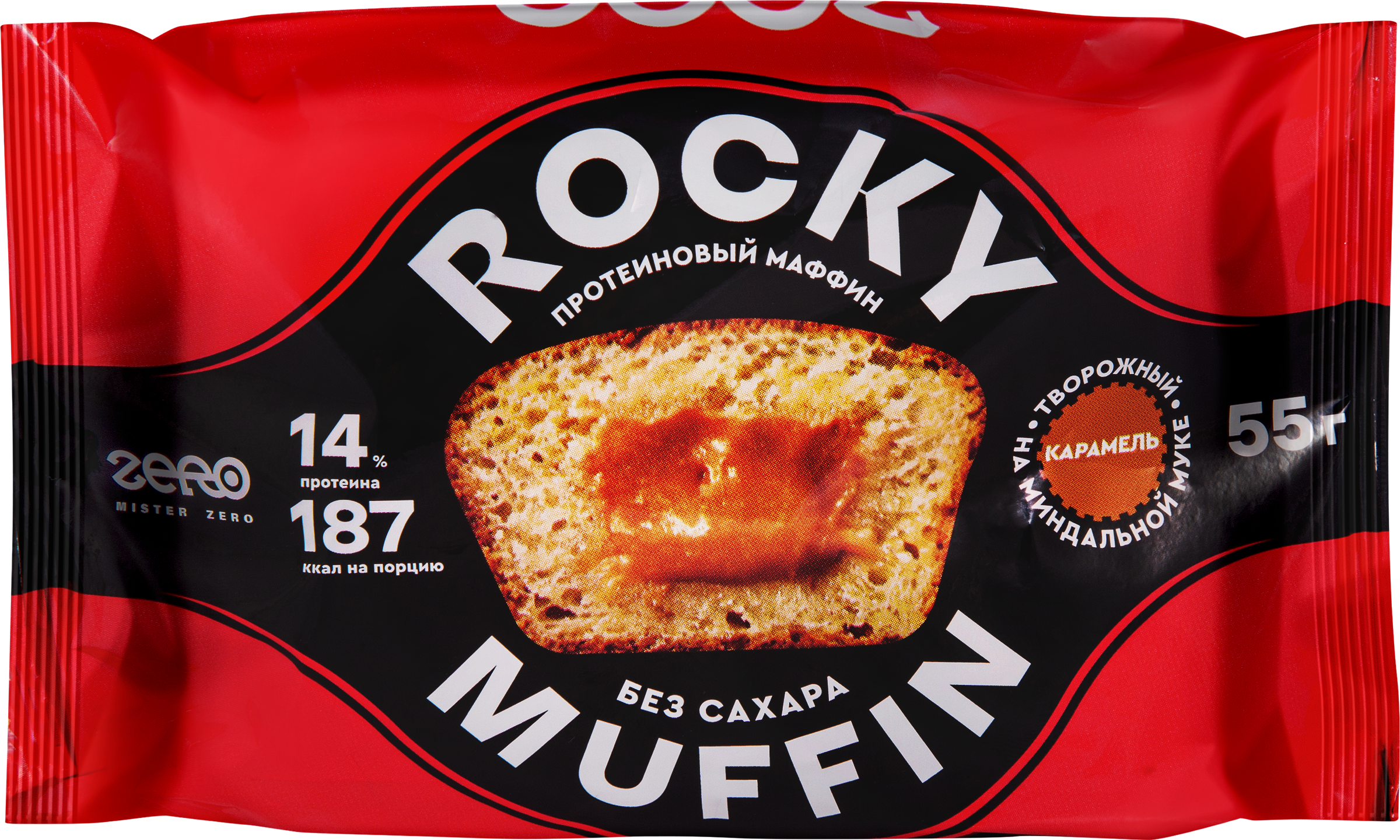 Изображение товара Протеиновый маффин Rocky Muffin Творожный с карамельной начинкой 55г