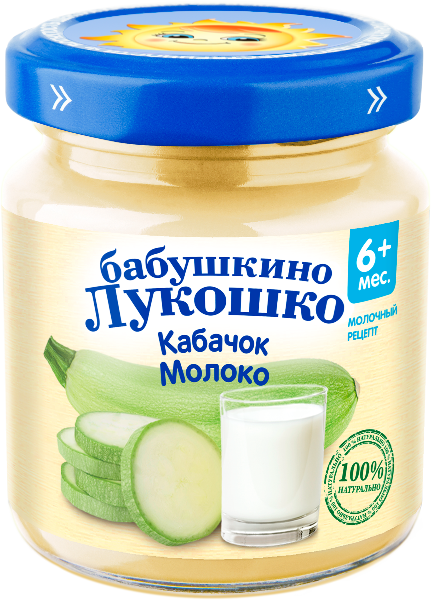Изображение товара Пюре овощное БАБУШКИНО ЛУКОШКО Кабачки с молоком 100г для детей с 6 месяцев