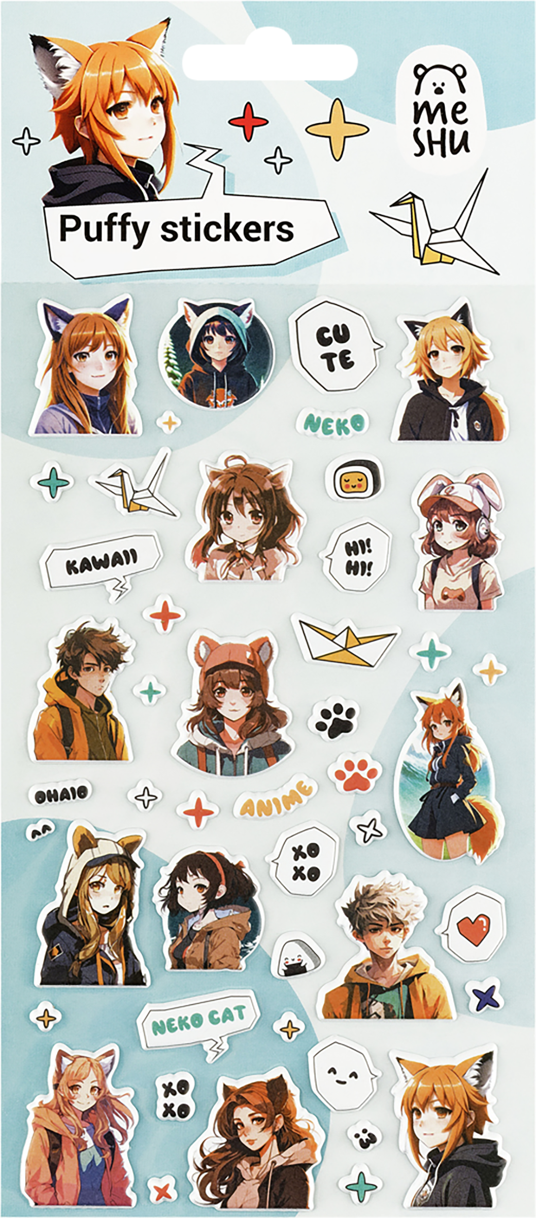 Изображение товара Объемные наклейки MESHU Neko 10х23 см для декора Изображение товара Объемные наклейки MESHU Neko 10х23 см для декора