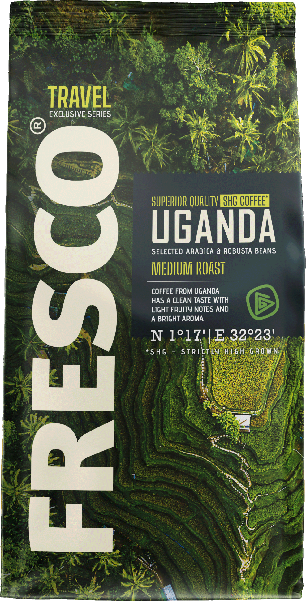 Изображение товара Кофе зерновой FRESCO Uganda среднеобжаренный 900г натуральный Изображение товара Кофе зерновой FRESCO Uganda среднеобжаренный 900г натуральный