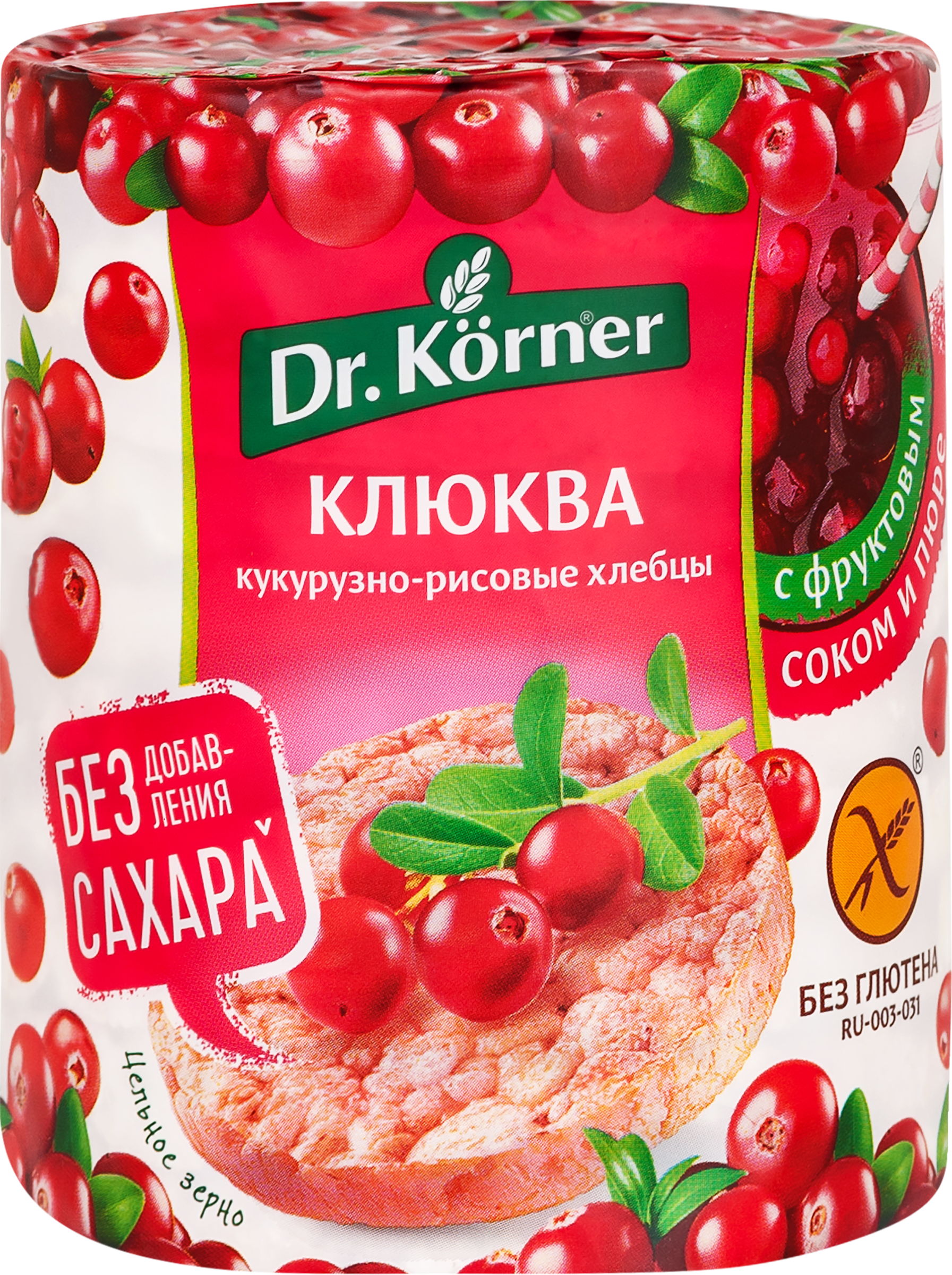 Изображение товара Хлебцы кукурузно-рисовые DR KORNER Хрустящие, с клюквой, 90г Изображение товара Хлебцы кукурузно-рисовые DR KORNER Хрустящие, с клюквой, 90г