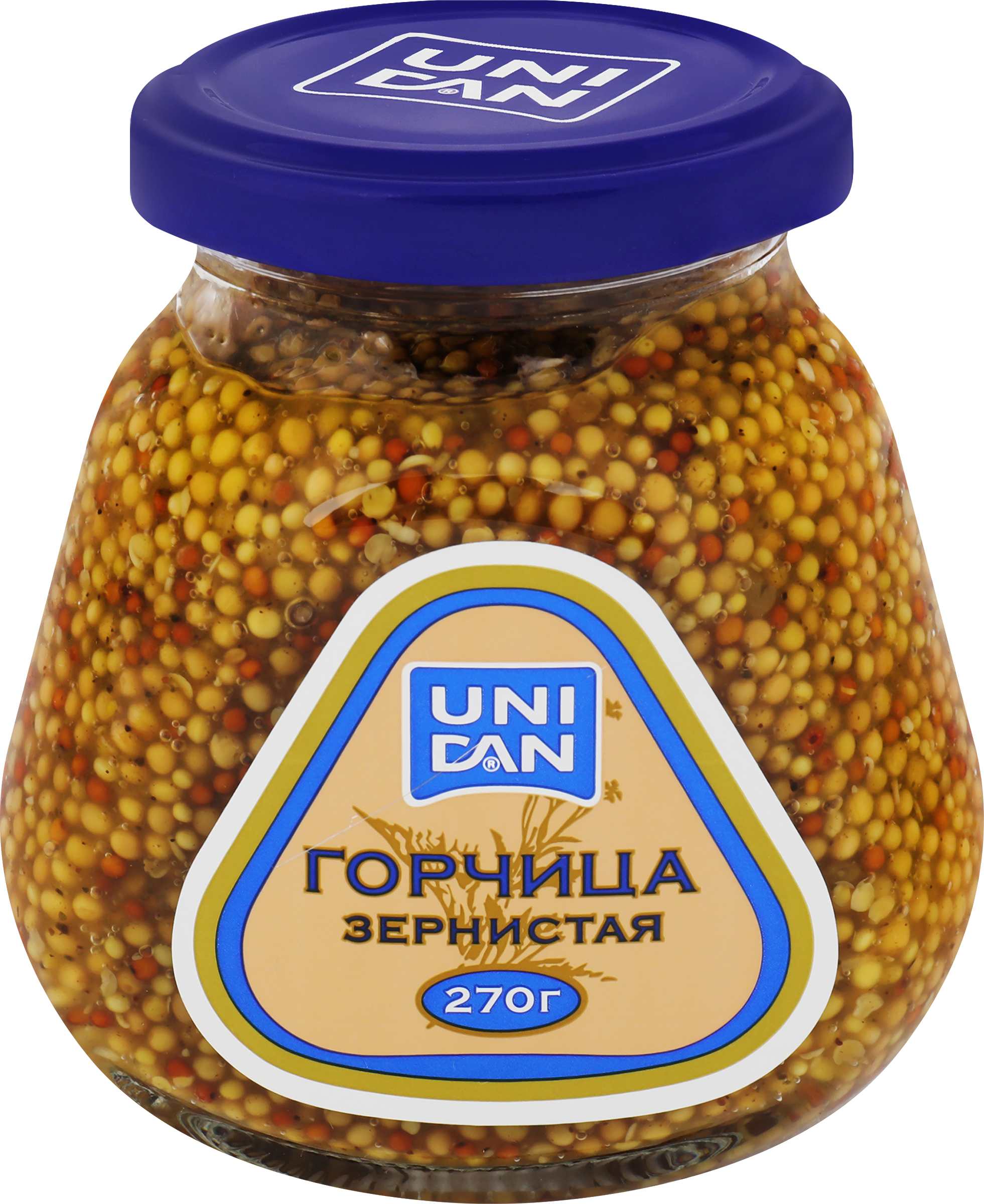 Изображение товара Горчица UNI DAN Зернистая 270г натуральный соус для блюд и заправок