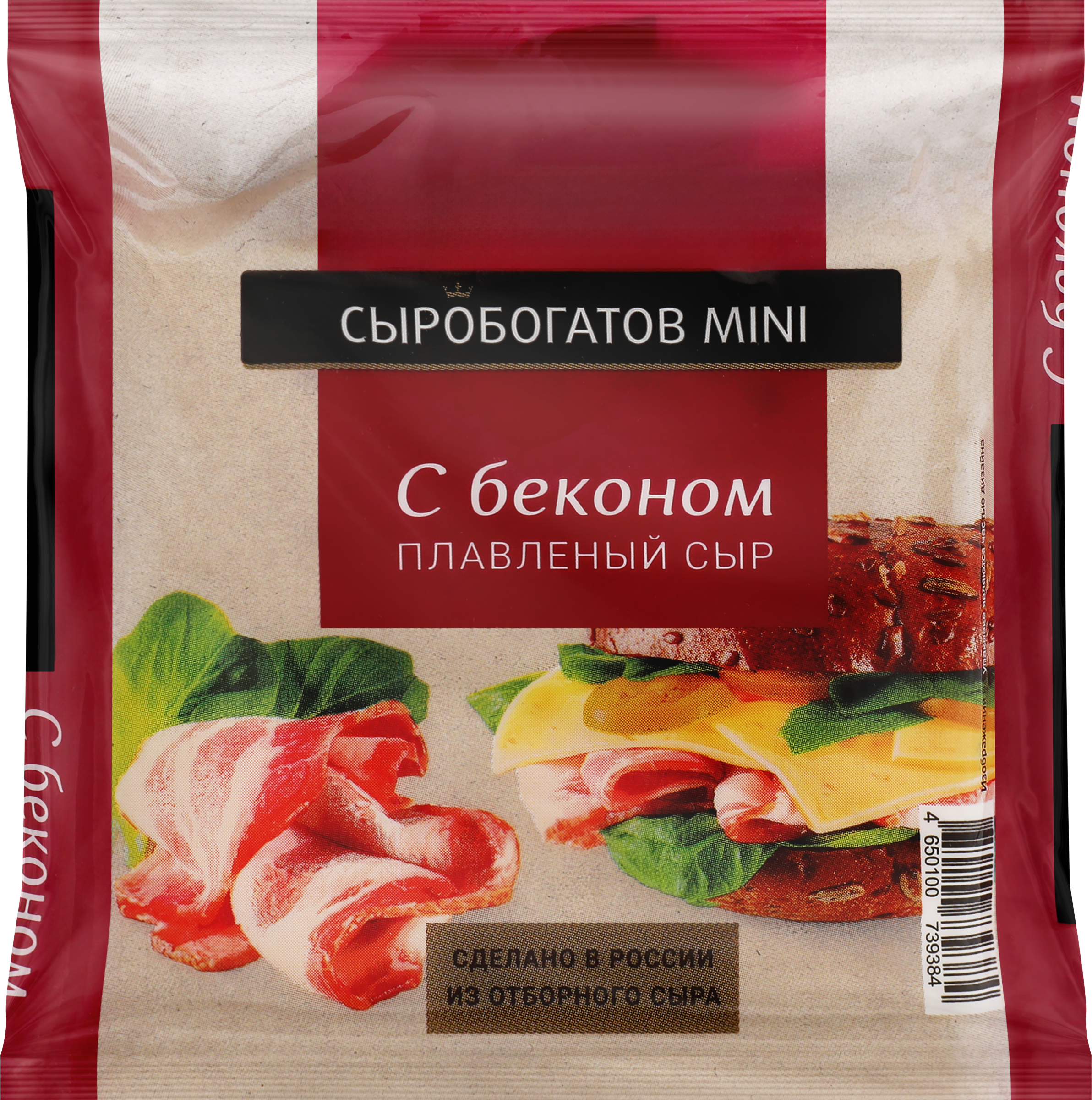 Изображение товара Сыр плавленый СЫРОБОГАТОВ Mini с беконом 45% в нарезке 112г