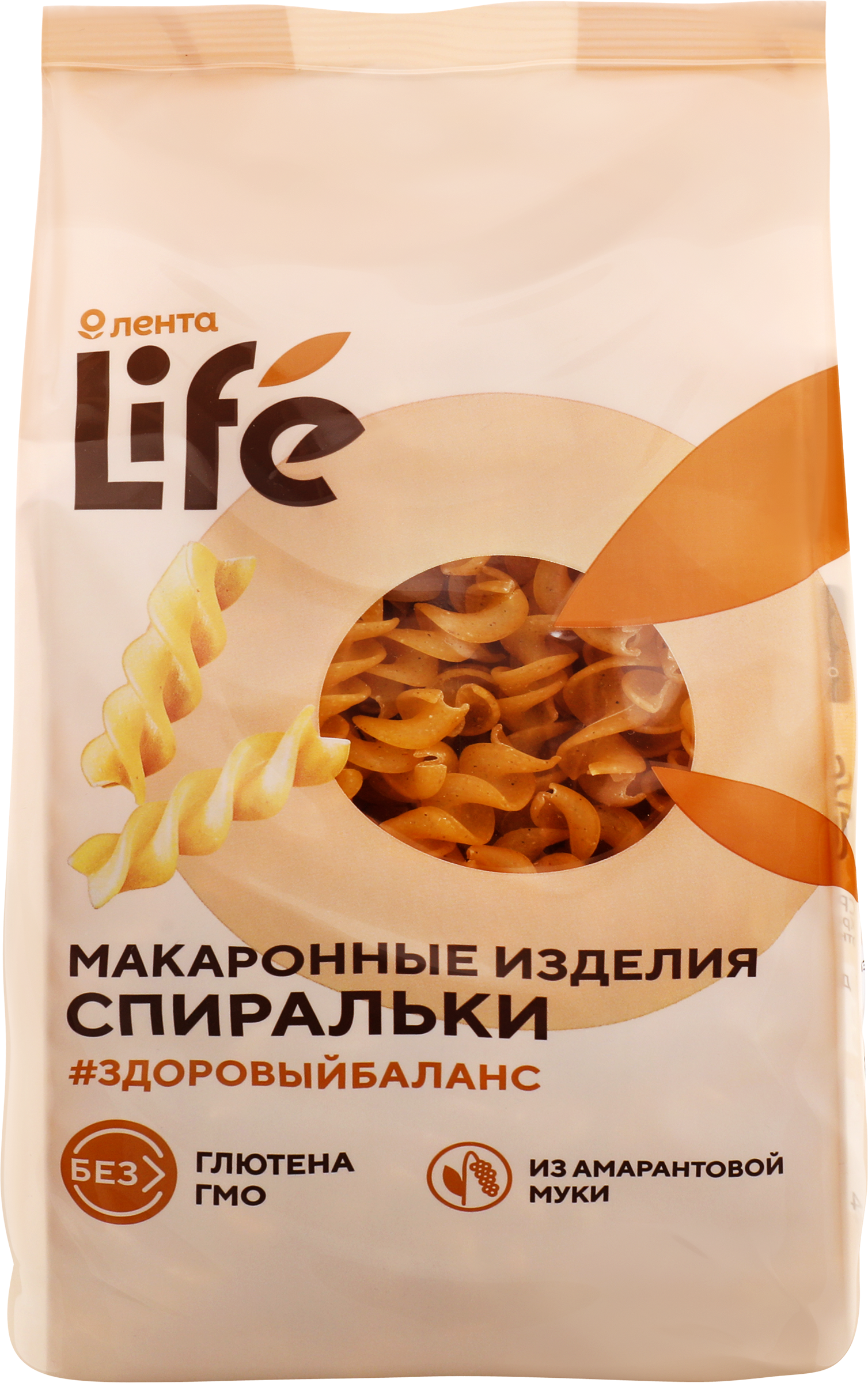 Изображение товара Макароны безглютеновые ЛЕНТА LIFE Спиральки из кукурузной муки, 250г