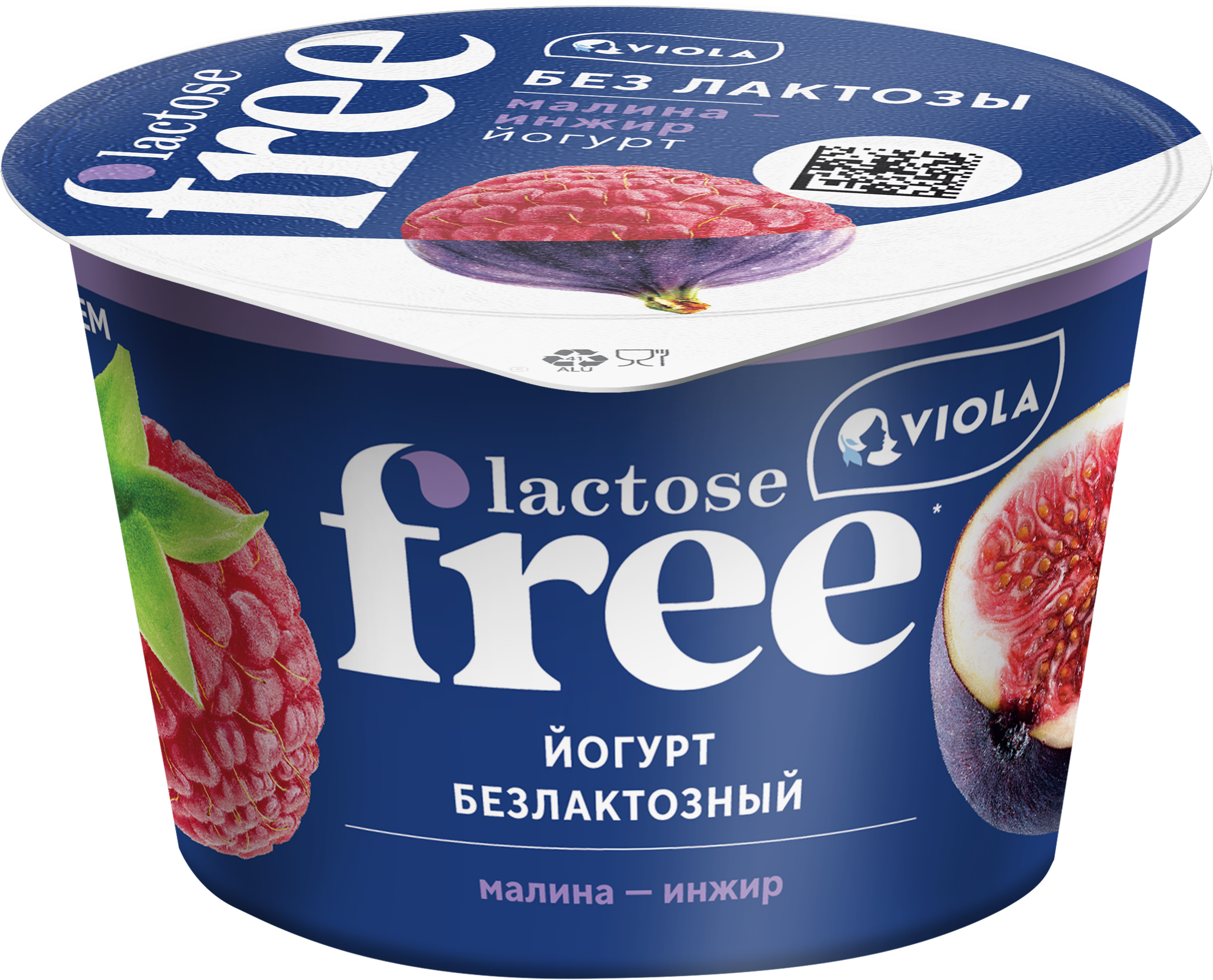 Изображение товара Йогурт VIOLA Free Малина, инжир безлактозный 2,7%, без змж, 180г