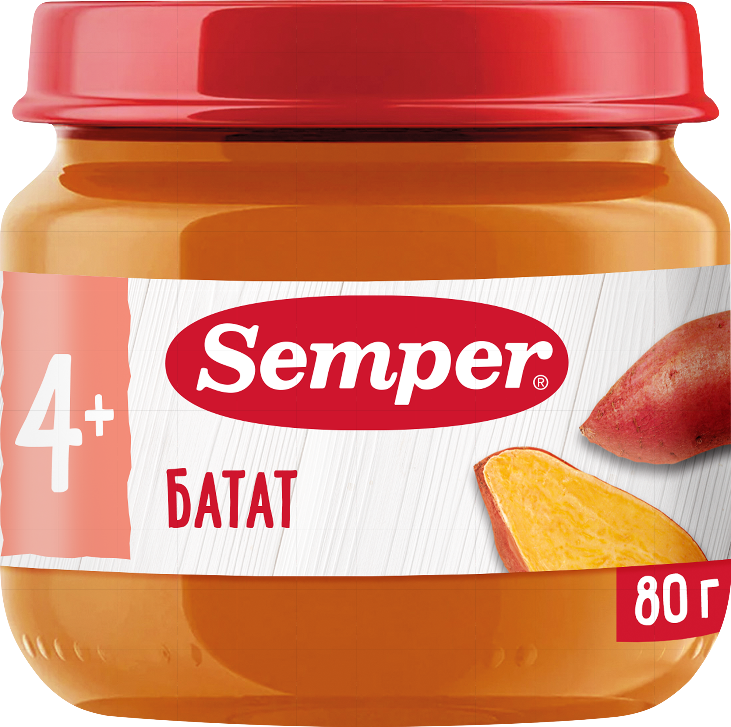 Изображение товара Пюре овощное SEMPER Батат для детей с 4 месяцев, 80г натуральное детское питание