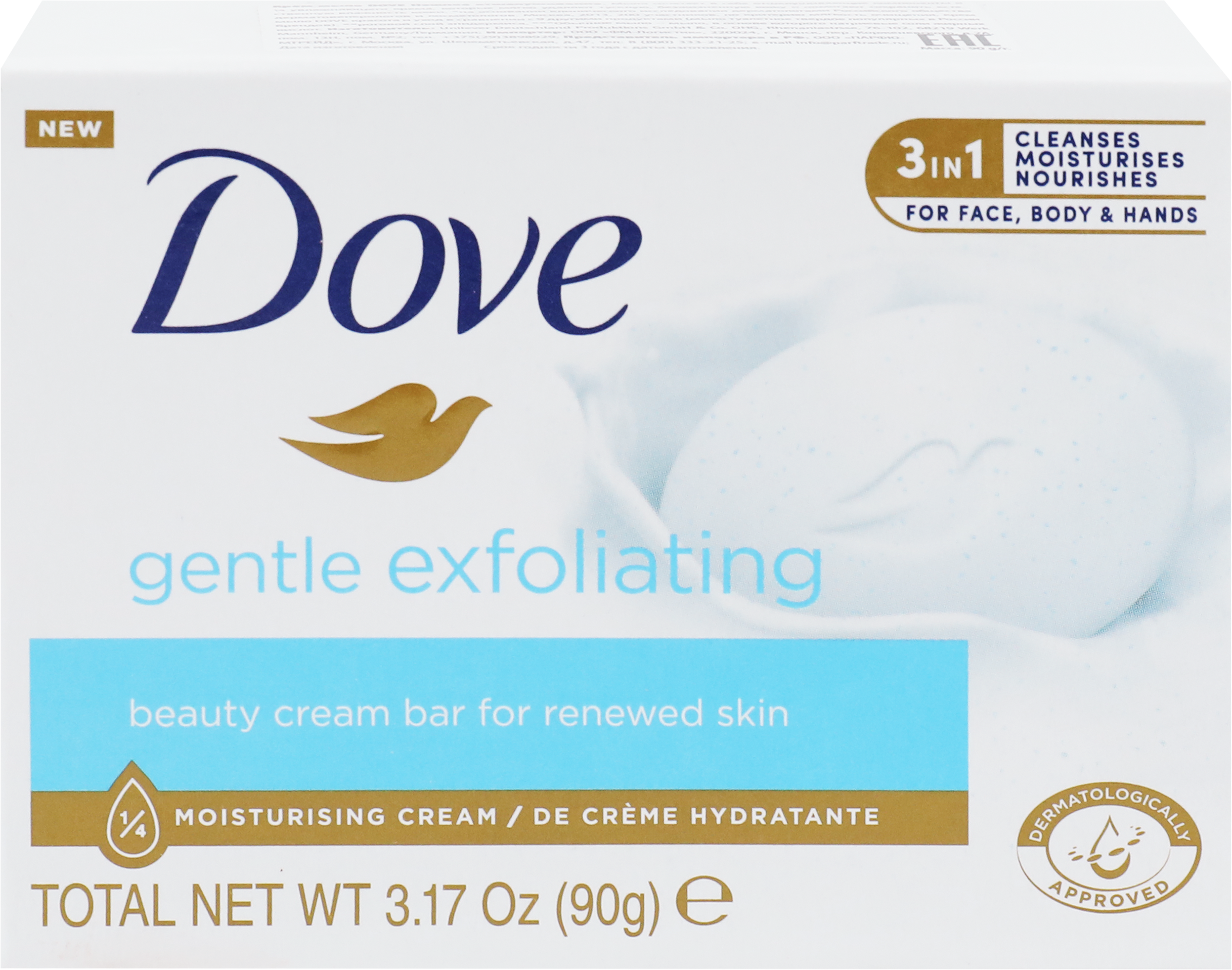 Изображение товара Крем-мыло DOVE Gentle Exfoliating Нежное отшелушивание, 90г Изображение товара Крем-мыло DOVE Gentle Exfoliating Нежное отшелушивание, 90г