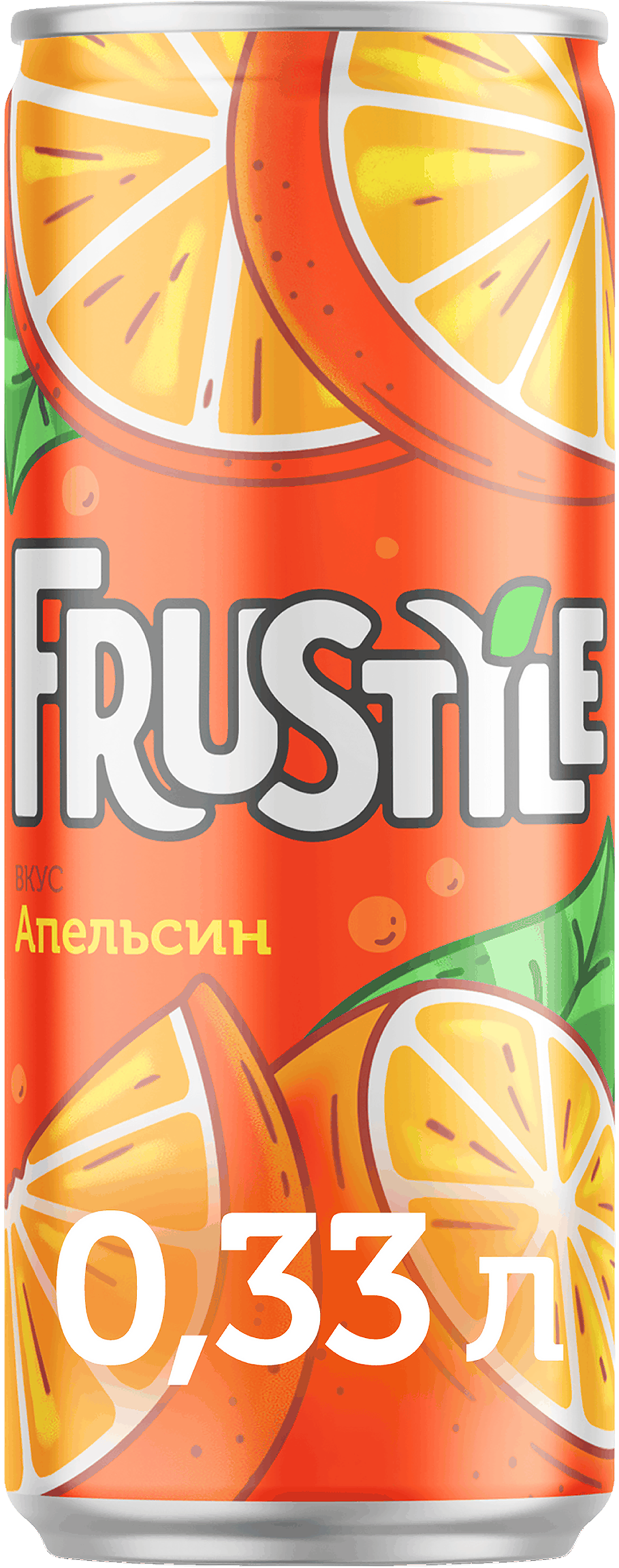 Изображение товара Газированный апельсиновый лимонад ФРУСТАЙЛ сильногазированный 0.33л