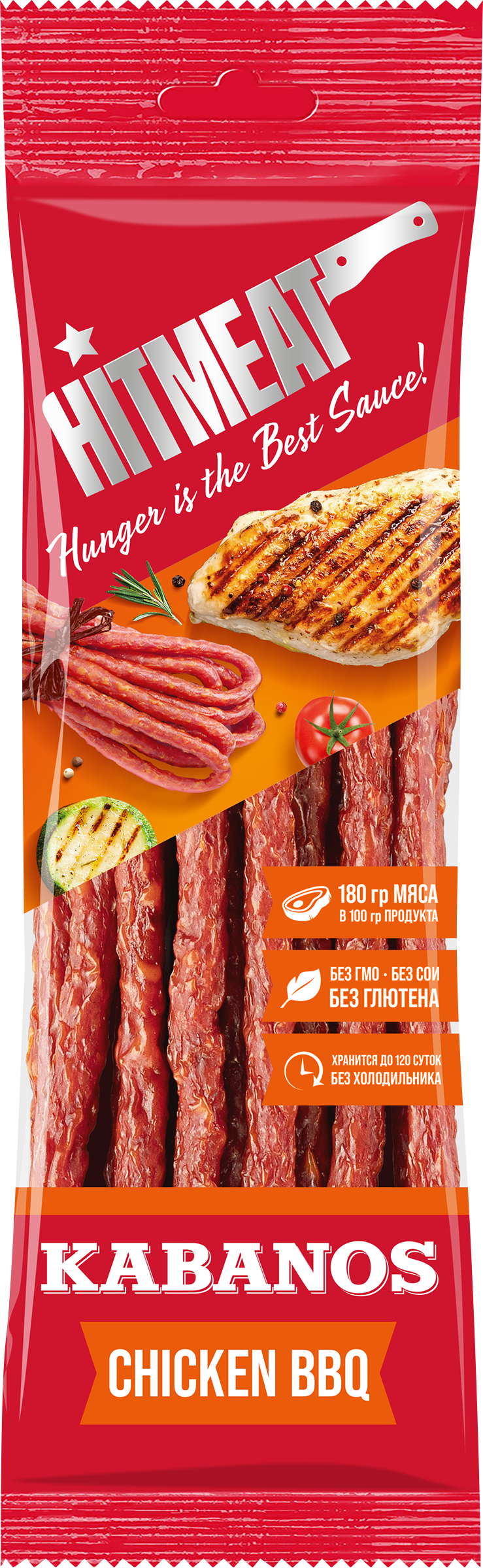 Изображение товара Снеки сырокопчёные HITMEAT Kabanos Chicken BBQ, 80 г