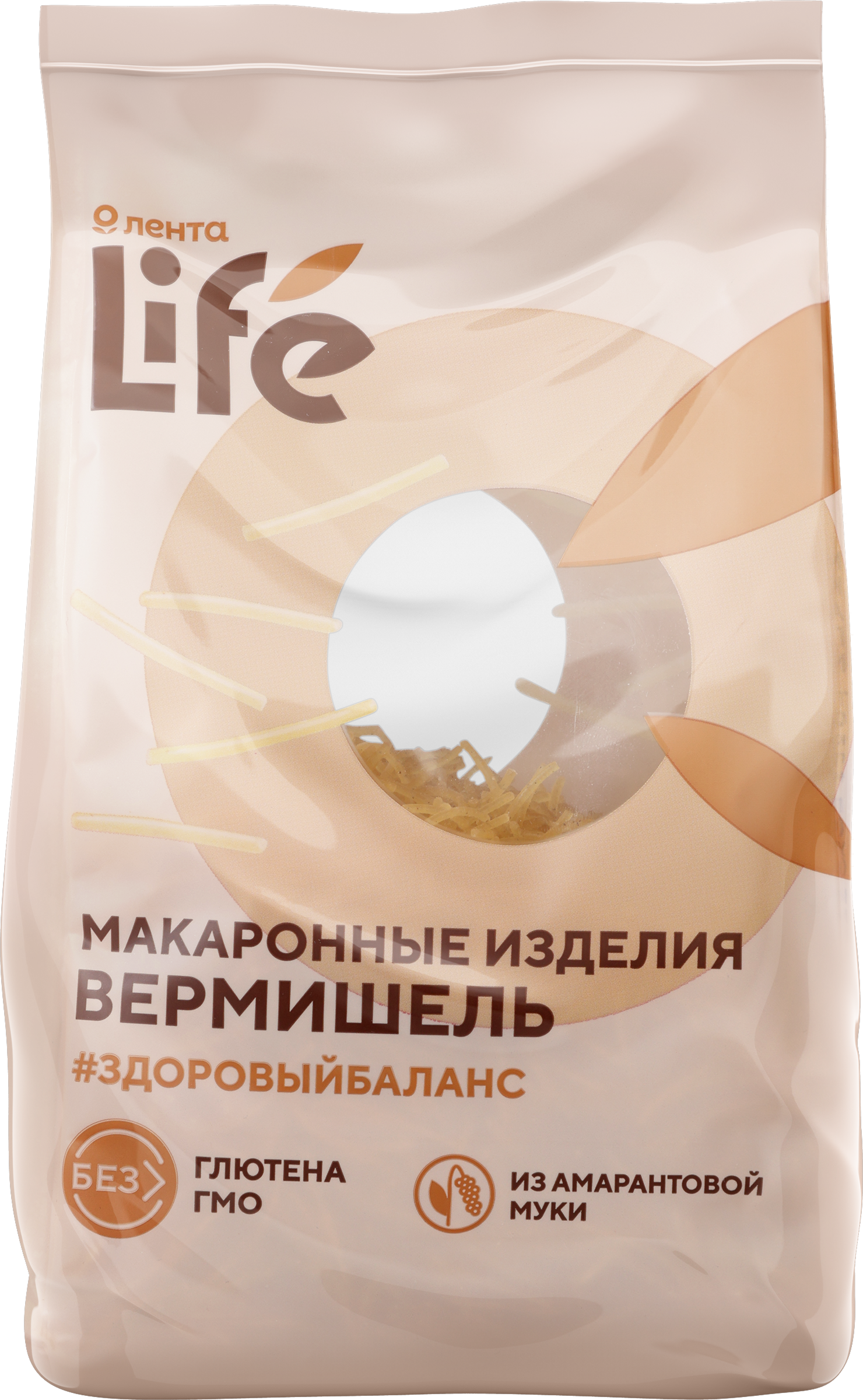 Изображение товара Макароны безглютеновые ЛЕНТА LIFE Вермишель, из кукурузной муки с добавлением амарантовой, 250г
