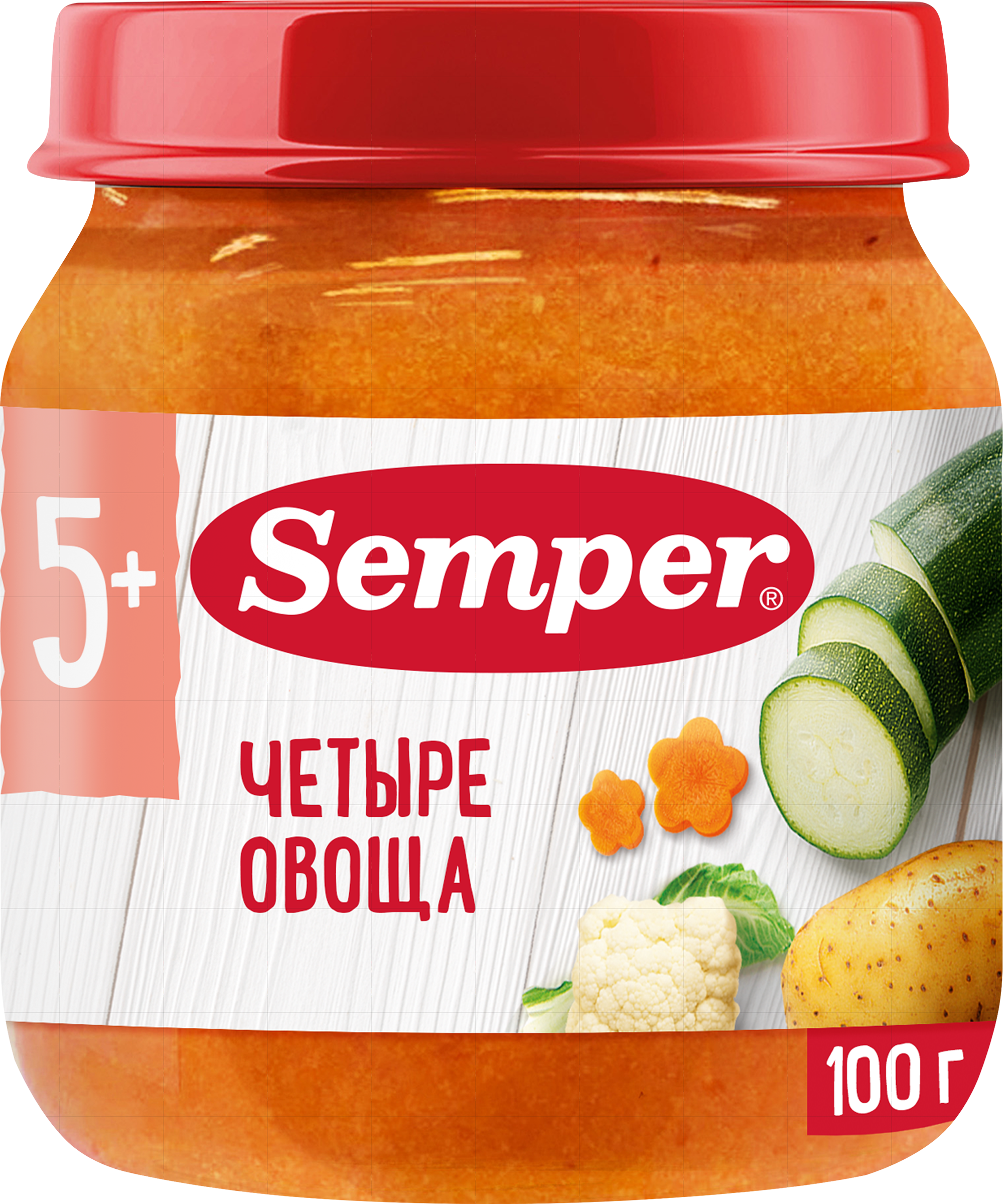 Изображение товара Натуральное овощное пюре SEMPER Четыре овоща для малышей с 5 месяцев Изображение товара Натуральное овощное пюре SEMPER Четыре овоща для малышей с 5 месяцев