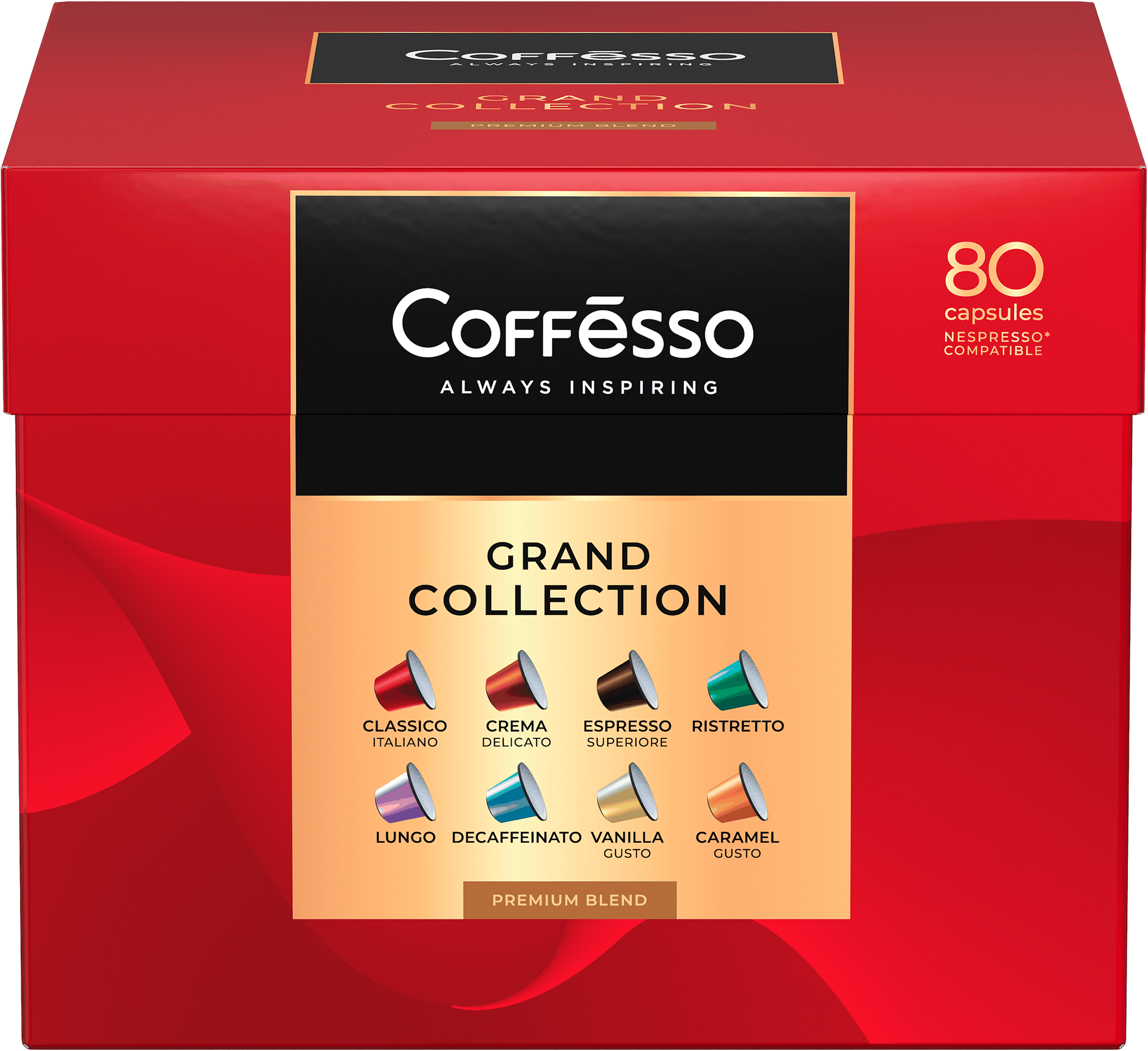 Изображение товара Кофе в капсулах COFFESSO Гранд Ассорти 8 вкусов 80 шт для Nespresso