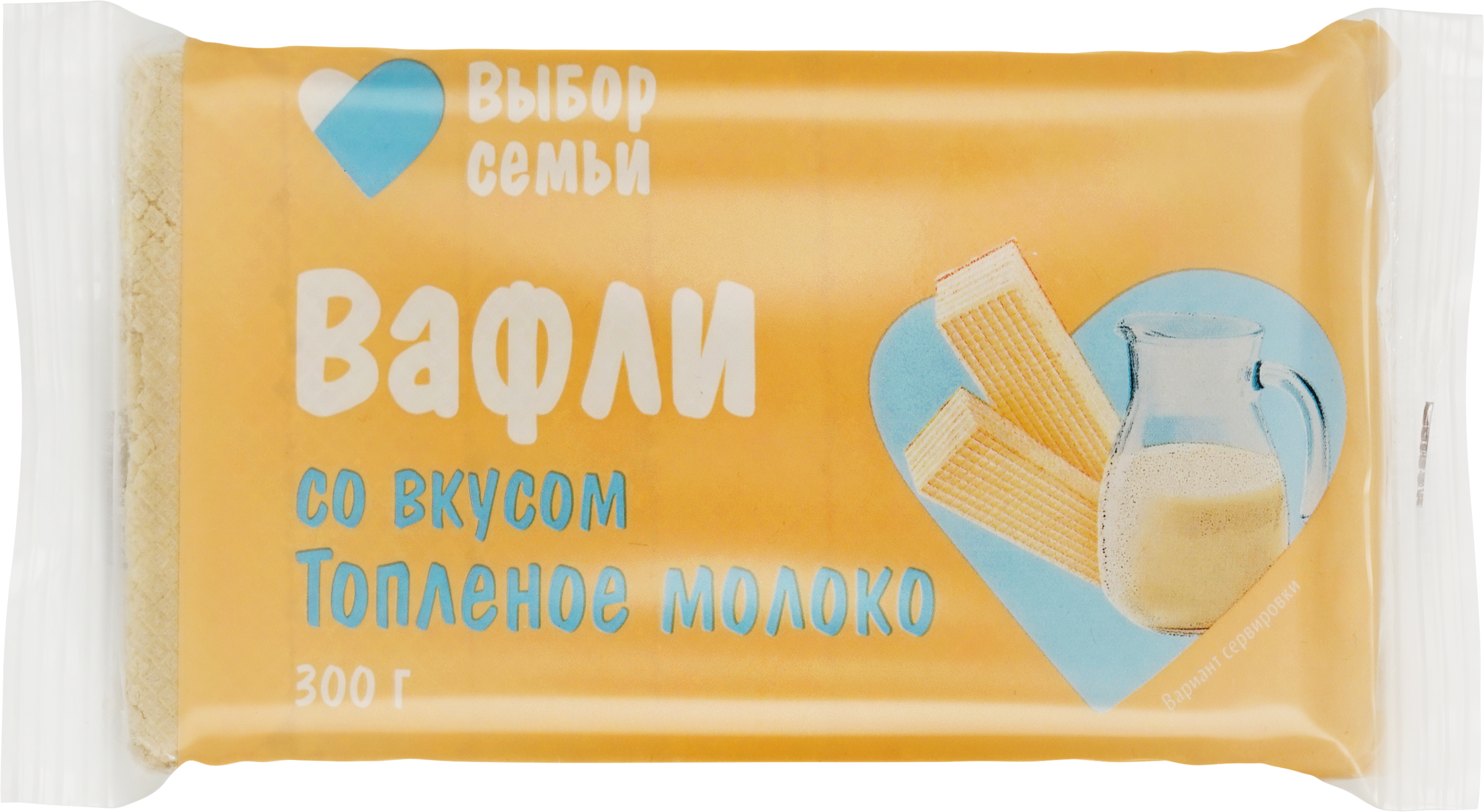Изображение товара Вафли ВЫБОР СЕМЬИ со вкусом топленого молока, 300 г, хрустящие и ароматные