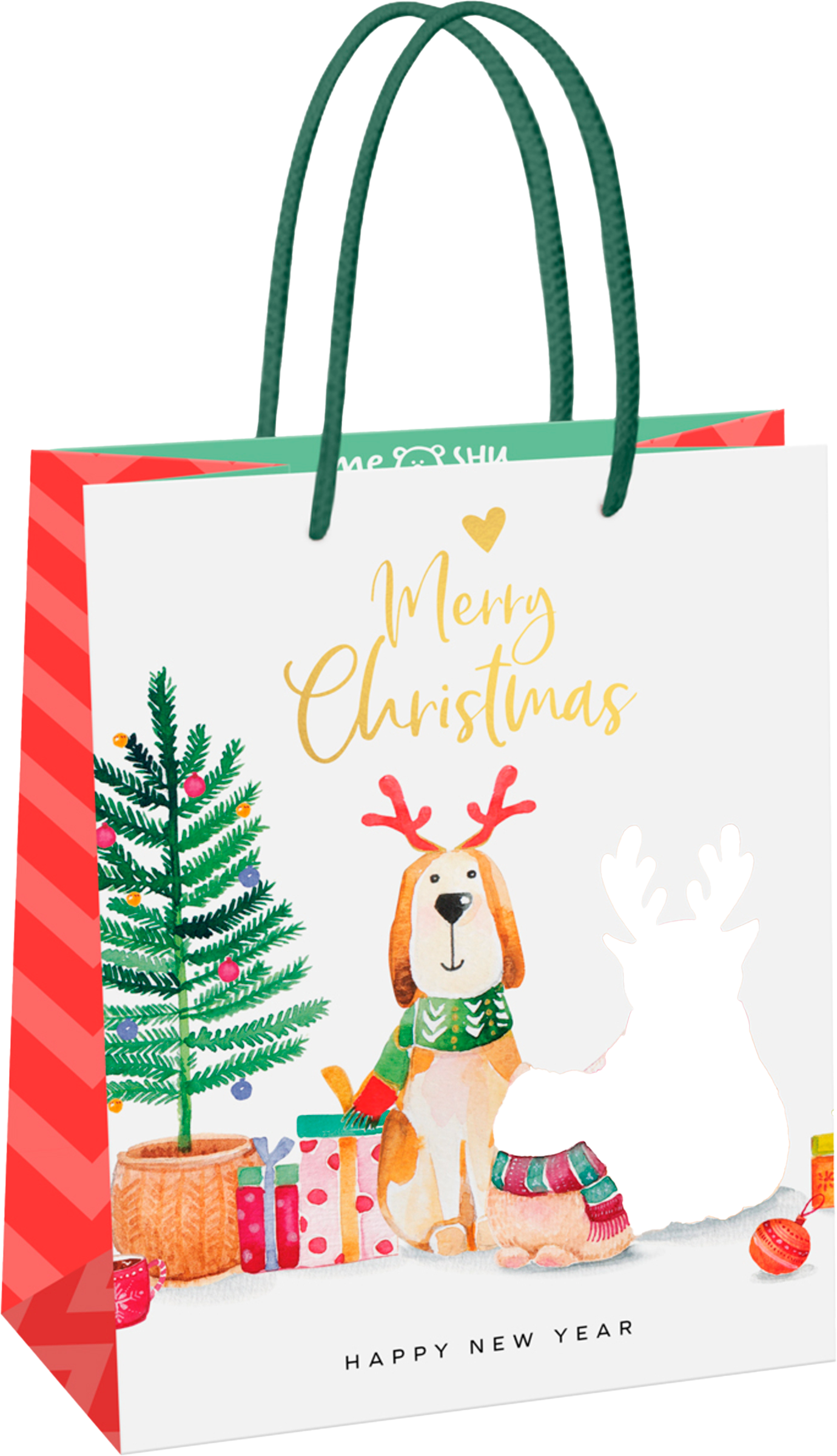 Изображение товара Подарочный пакет MESHU NY greetings 18х23х10см, глянцевая ламинация, фольга