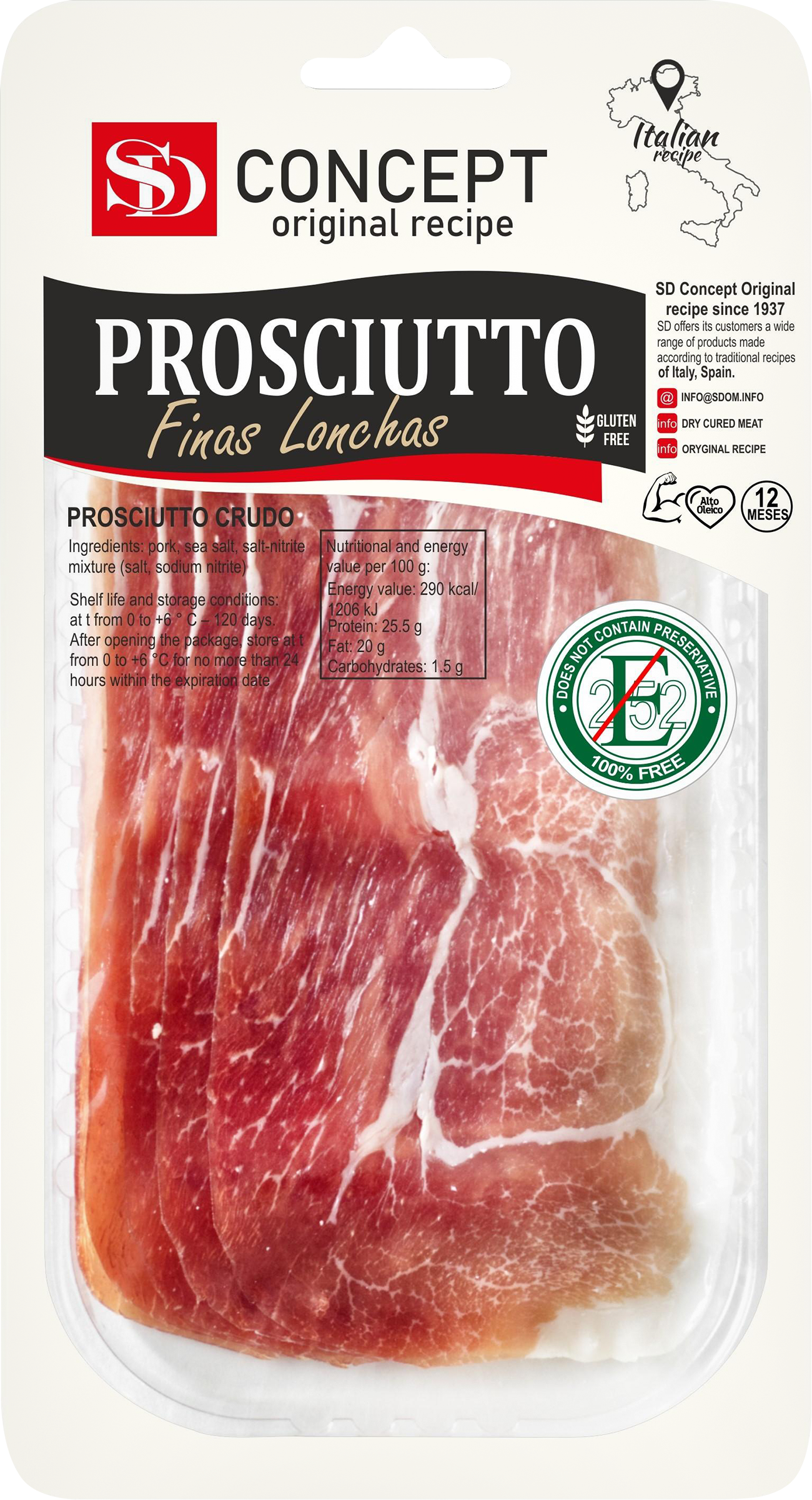 Изображение товара Прошутто сыровяленая из свинины SD Concept Prosciutto, 50г Изображение товара Прошутто сыровяленая из свинины SD Concept Prosciutto, 50г