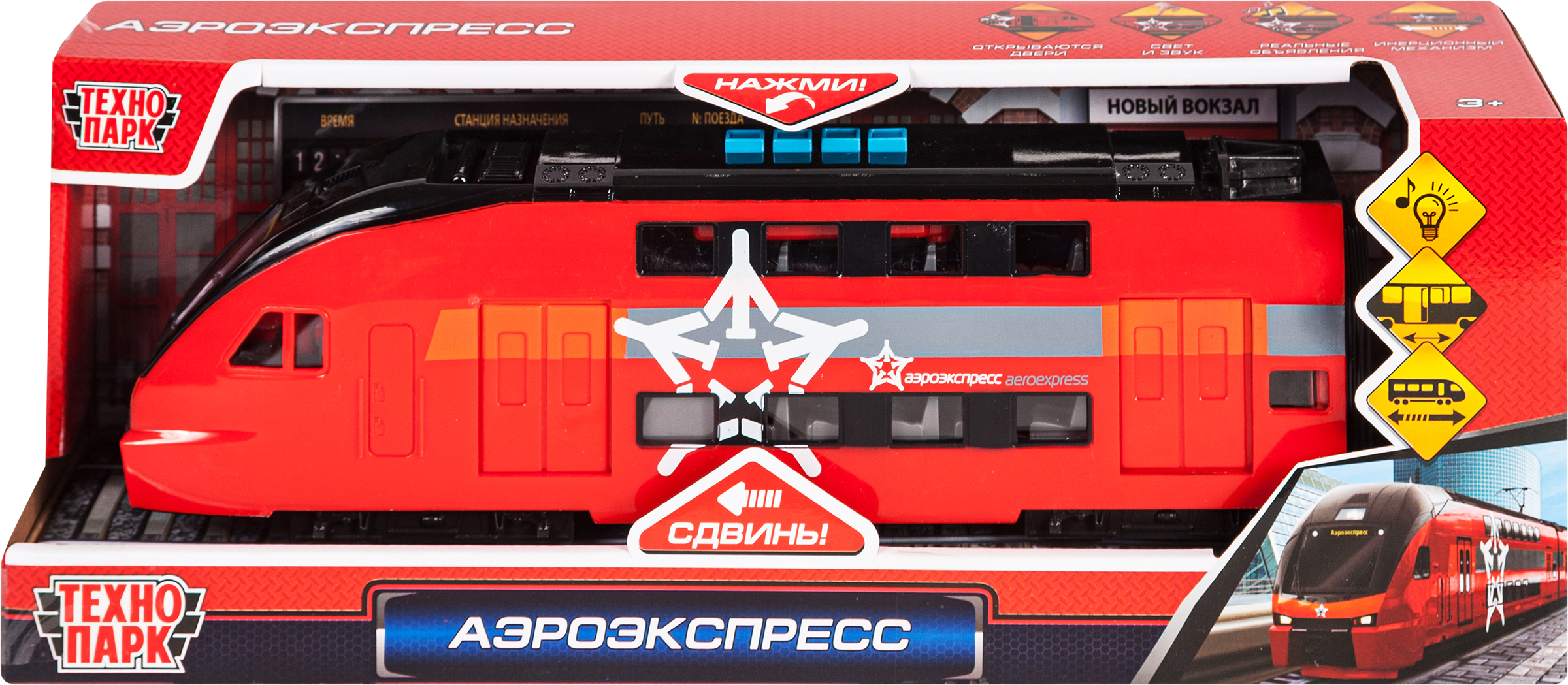 Изображение товара Игрушка ТЕХНОПАРК Электропоезд/Аэроэкспресс, пластик 30см, со световыми и звуковыми эффектами, в ассортименте