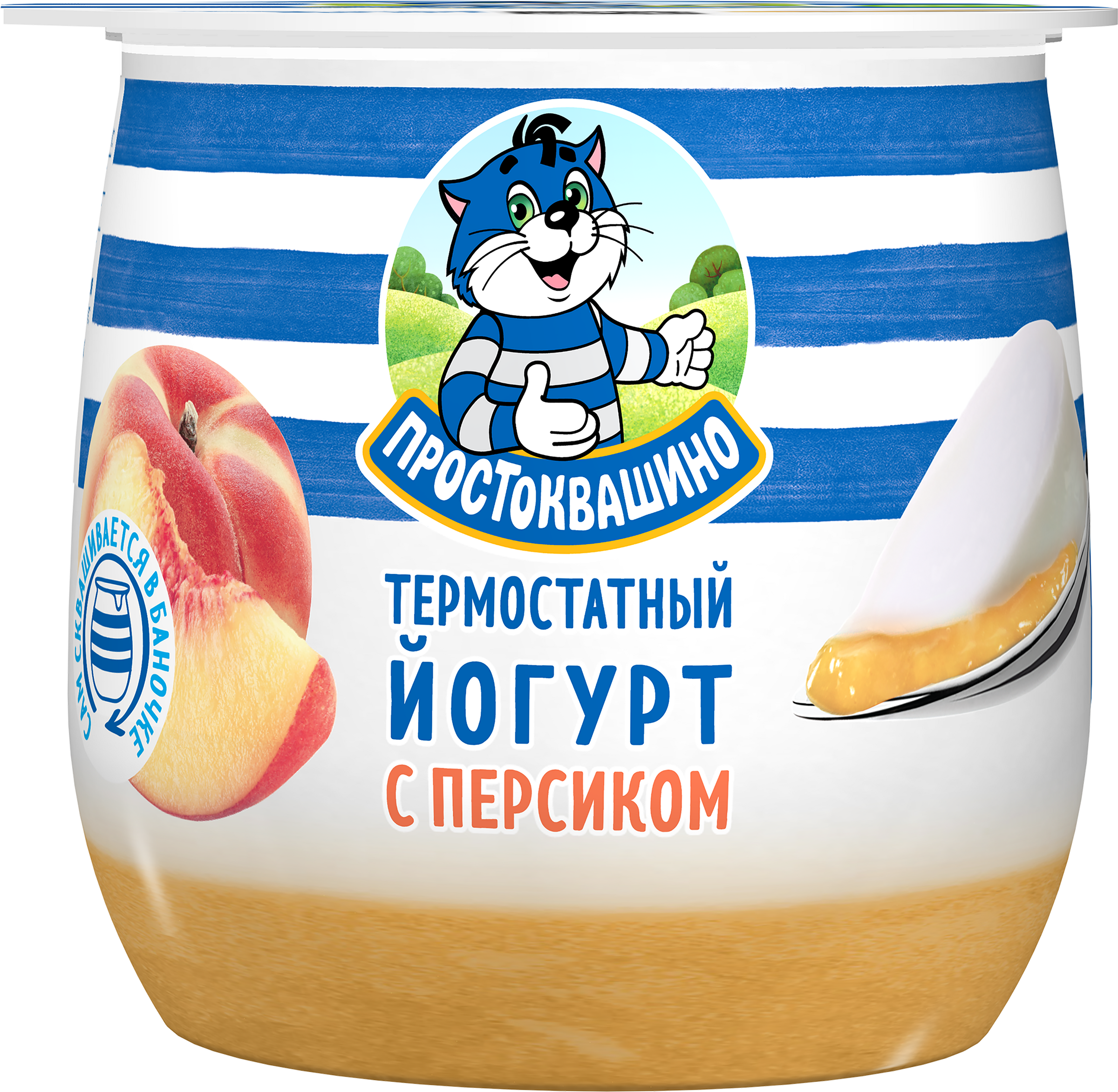 Изображение товара Йогурт ПРОСТОКВАШИНО с персиком 3, 4\% - натуральный полезный пробиотический продукт