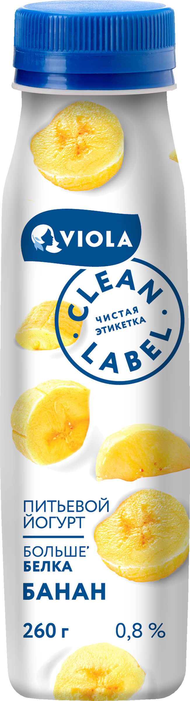 Изображение товара Йогурт питьевой VIOLA Clean Label с бананом 0,8% 260г натуральный кисломолочный напиток Изображение товара Йогурт питьевой VIOLA Clean Label с бананом 0,8% 260г натуральный кисломолочный напиток