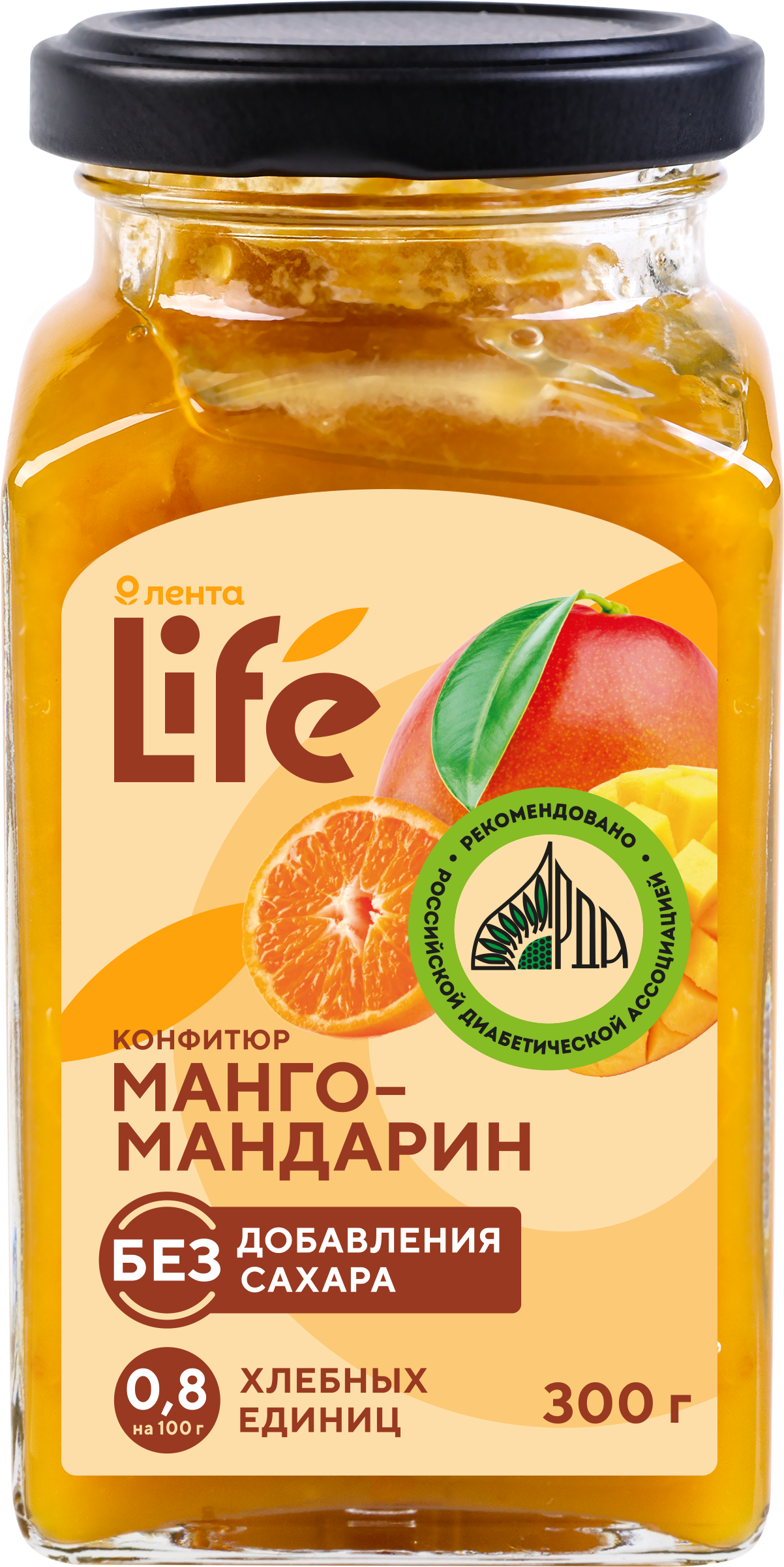 Изображение товара Конфитюр ЛЕНТА LIFE Манго-мандарин без сахара 300г