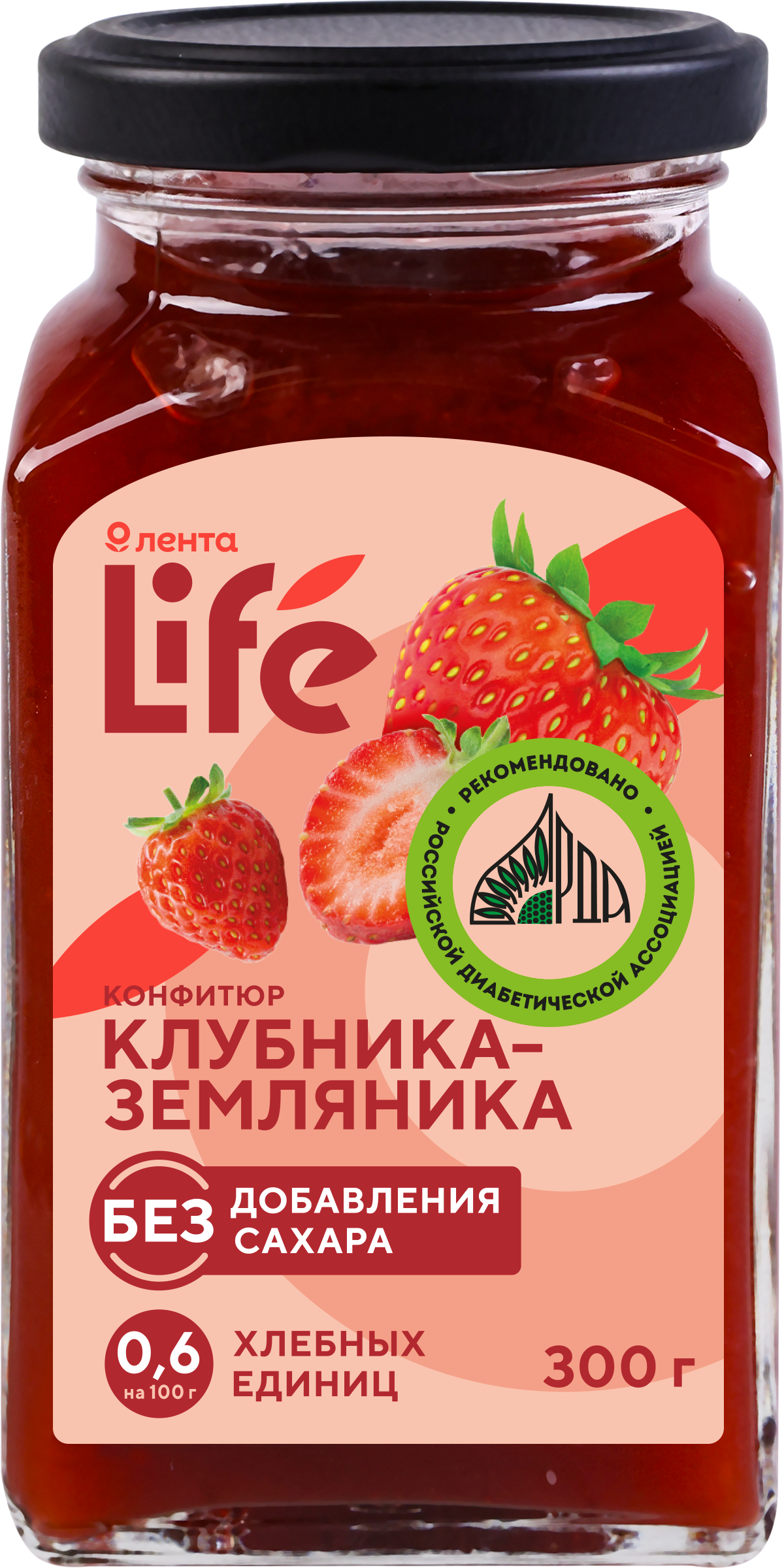 Изображение товара Конфитюр без сахара ЛЕНТА LIFE клубника-земляника 300г натуральный Изображение товара Конфитюр без сахара ЛЕНТА LIFE клубника-земляника 300г натуральный
