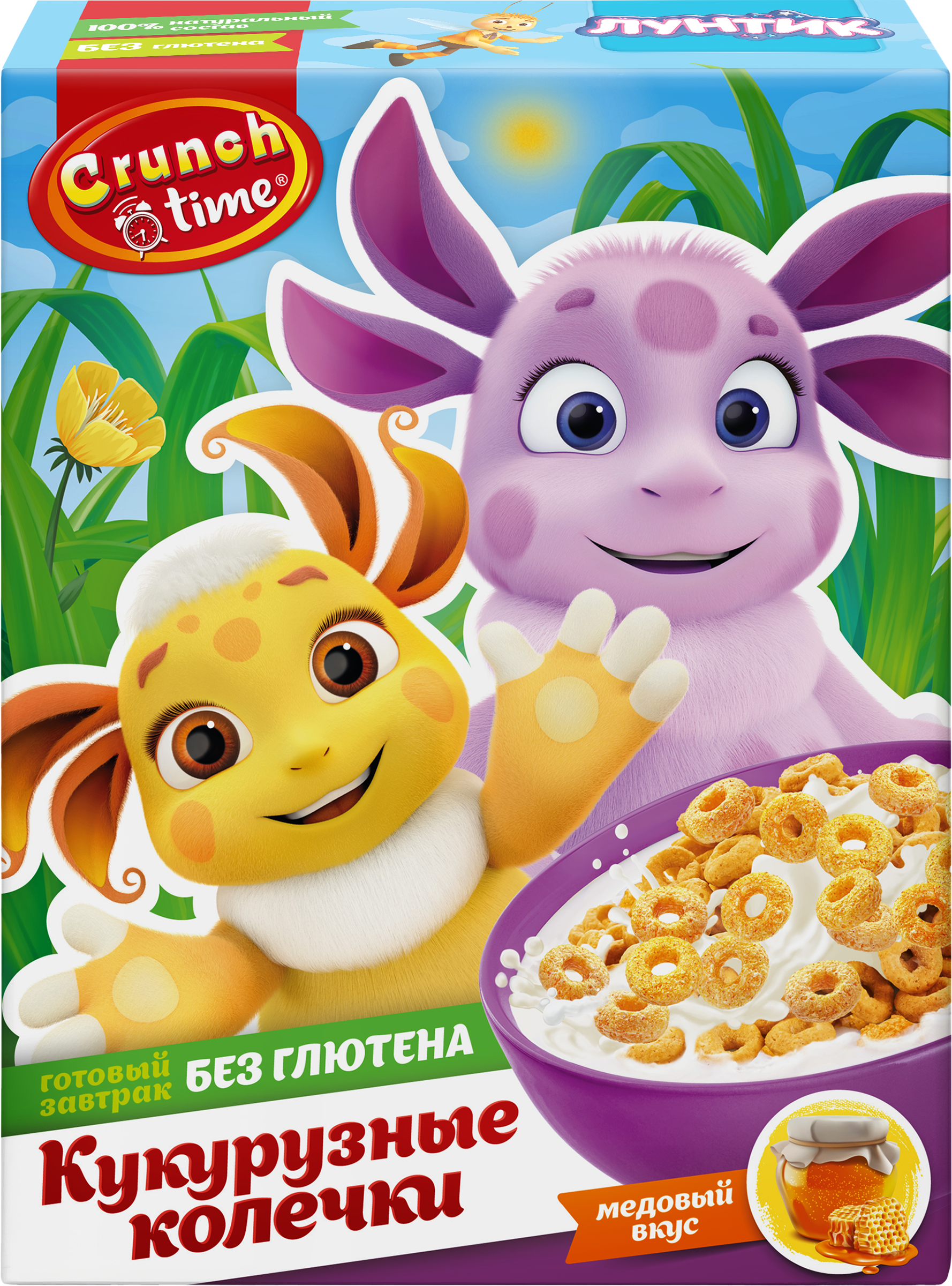 Изображение товара Готовый завтрак CRUNCH TIME Лунтик колечки с медовым вкусом 170г для детей и взрослых
