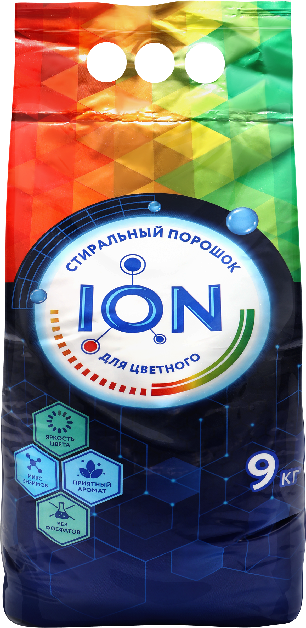 Изображение товара Порошок стиральный ION для цветного белья 9kg, эффективное удаление загрязнений Изображение товара Порошок стиральный ION для цветного белья 9kg, эффективное удаление загрязнений