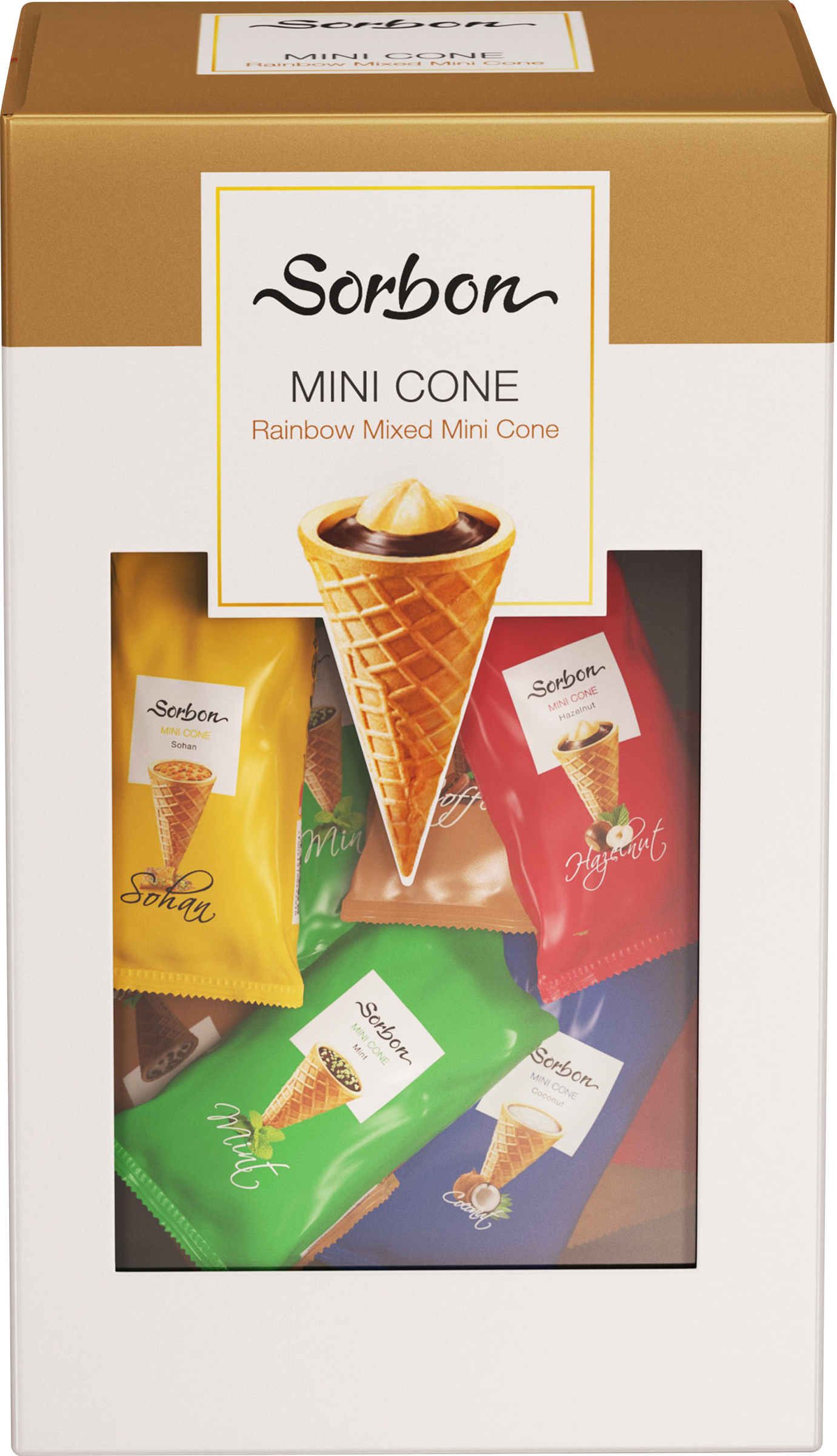 Изображение товара Конфеты SORBON Мини-рожки ассорти Радуга 200г вкусное кондитерское изделие