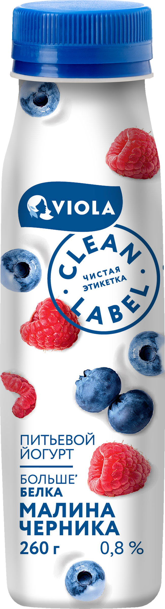 Изображение товара Йогурт питьевой VIOLA Clean Label с малиной и черникой 0,8% 260г Изображение товара Йогурт питьевой VIOLA Clean Label с малиной и черникой 0,8% 260г