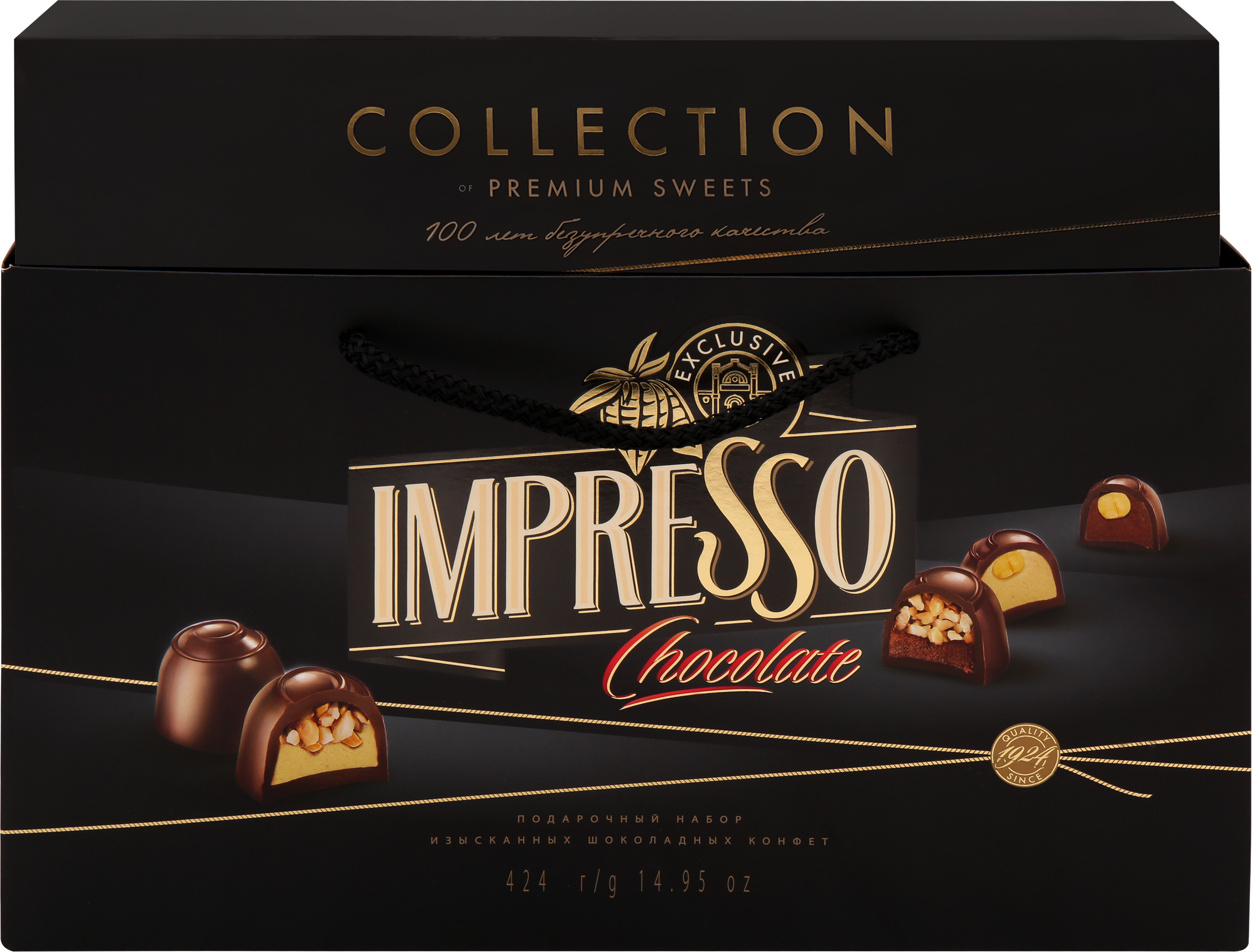 Изображение товара Набор конфет IMPRESSO Премиум черный, 424г Изображение товара Набор конфет IMPRESSO Премиум черный, 424г