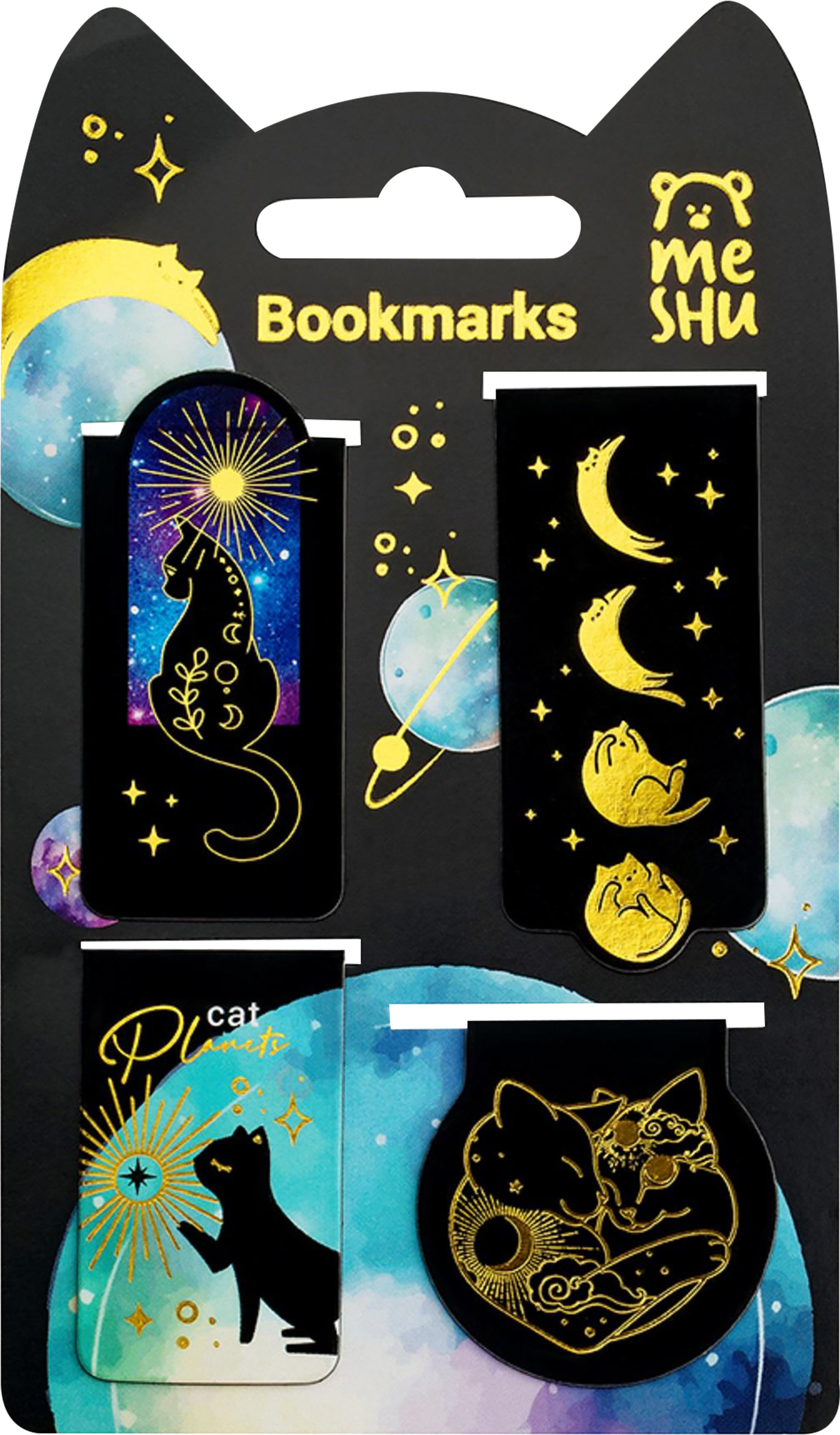 Изображение товара Закладки магнитные для книг MESHU Moon cat, софт-тач, фольга, 4шт Изображение товара Закладки магнитные для книг MESHU Moon cat, софт-тач, фольга, 4шт