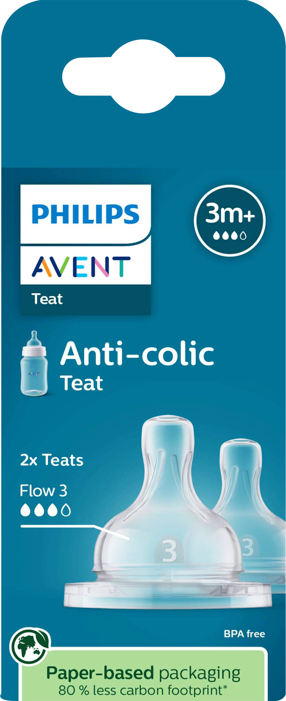 Изображение товара Соска для бутылочки PHILIPS AVENT Anti-colic средний поток, с 3 месяцев, Арт. SCY763/02, 2шт