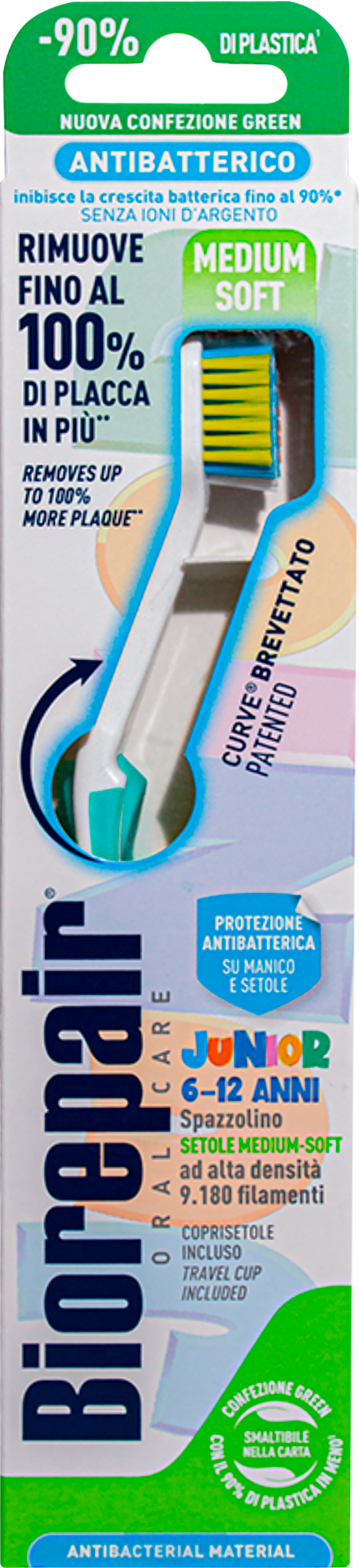 Изображение товара Зубная щетка BIOREPAIR Curve Junior 6+ для детей, эффектная и эффективная гигиена Изображение товара Зубная щетка BIOREPAIR Curve Junior 6+ для детей, эффектная и эффективная гигиена