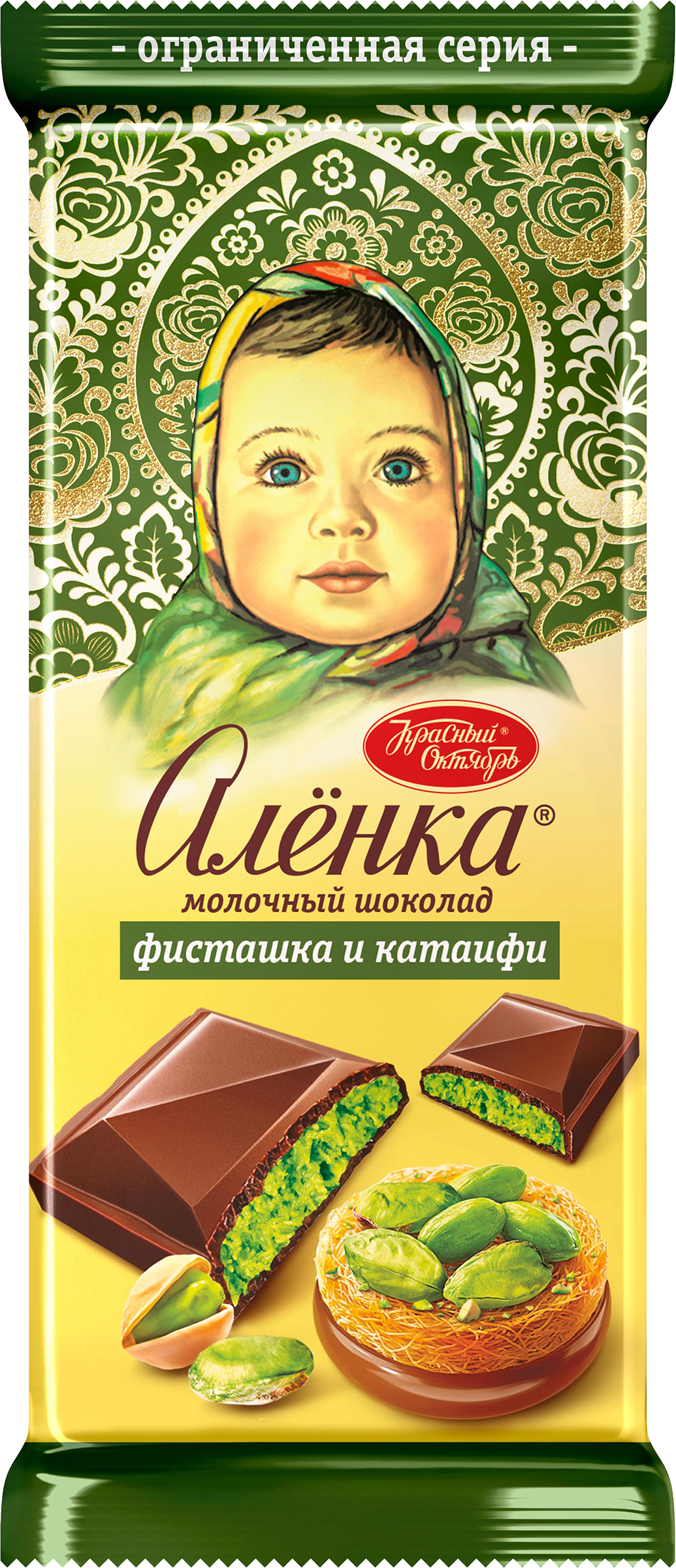 Изображение товара Шоколад молочный АЛЕНКА фисташка и катаифи, 87г