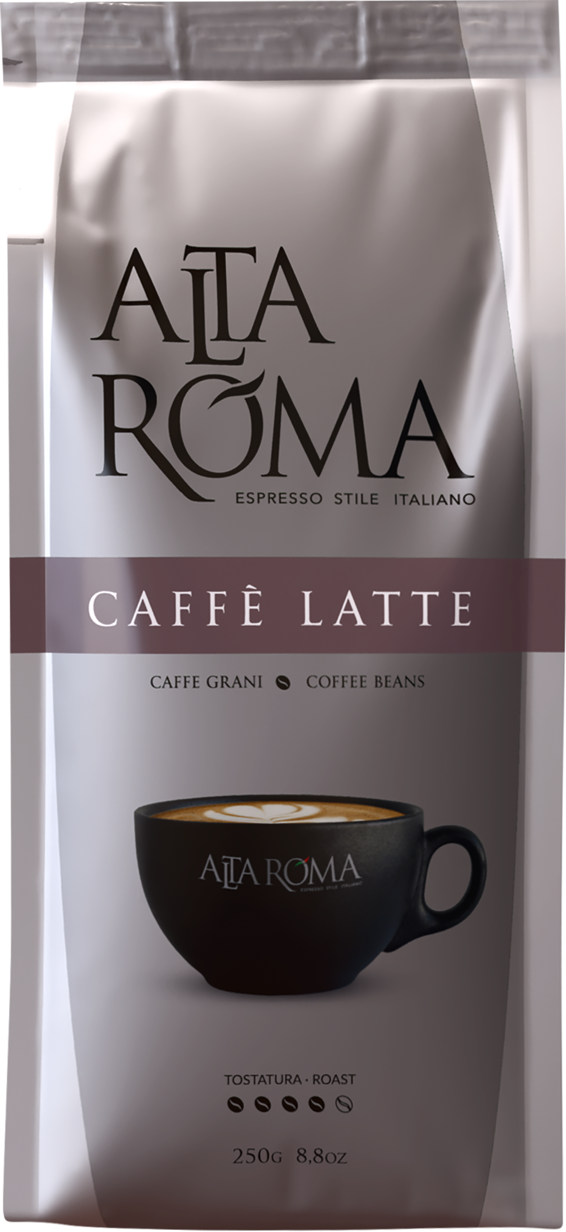 Изображение товара Кофе зерновой ALTA ROMA Caffe Latte 250г средне обжарка для кофемашин Изображение товара Кофе зерновой ALTA ROMA Caffe Latte 250г средне обжарка для кофемашин