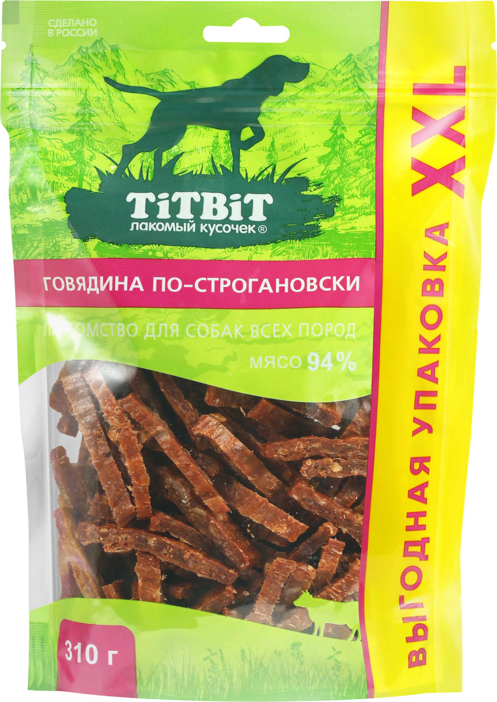 Изображение товара Лакомство для собак TITBIT Говядина по-строгановски, выгодная упаковка 
XXL, для всех пород, 310г