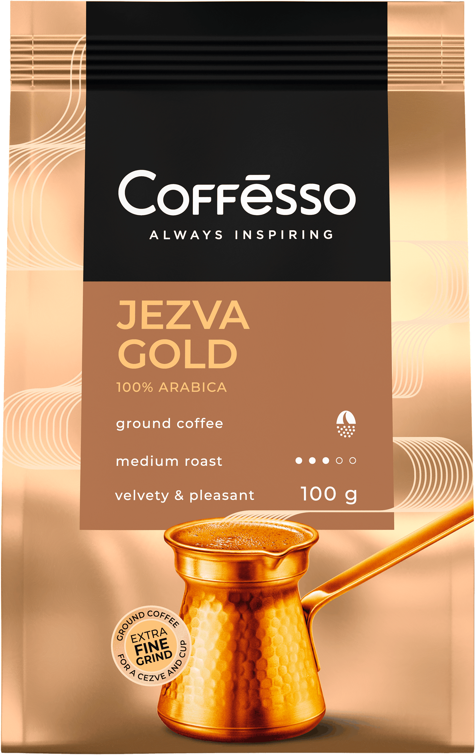 Изображение товара Кофе молотый COFFESSO Jezva Gold 100% Arabica 100г Изображение товара Кофе молотый COFFESSO Jezva Gold 100% Arabica 100г