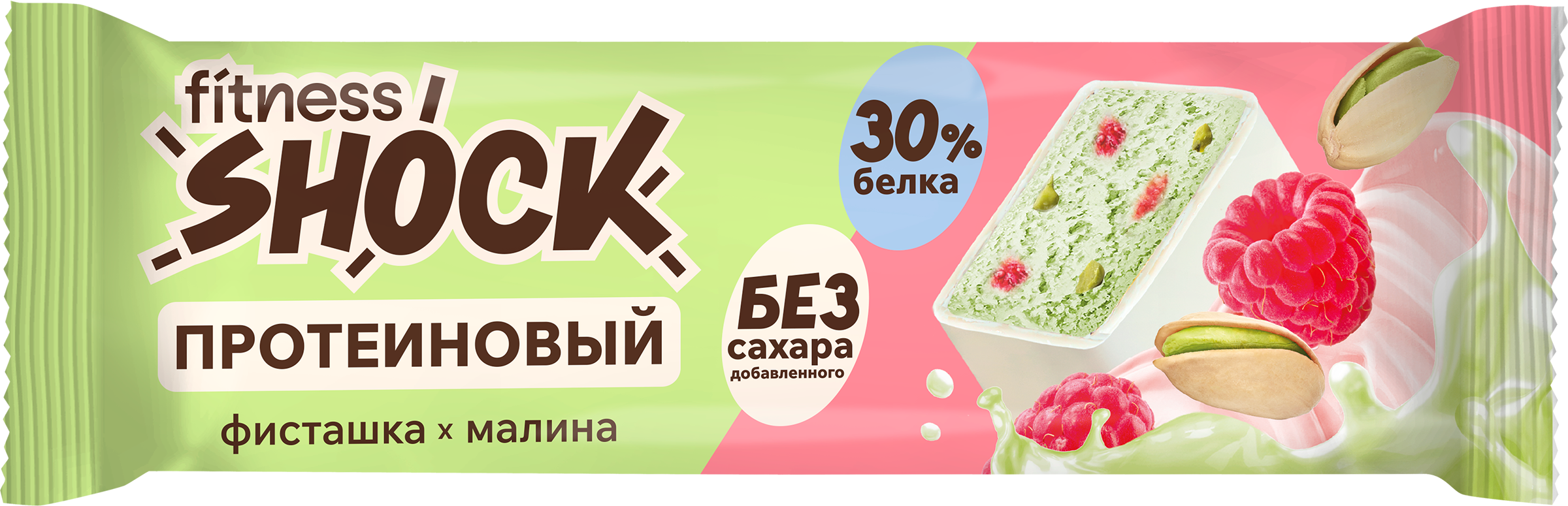 Изображение товара Батончик протеиновый FITNESSHOCK Фисташка 30% протеина, без сахара, 40г Изображение товара Батончик протеиновый FITNESSHOCK Фисташка 30% протеина, без сахара, 40г