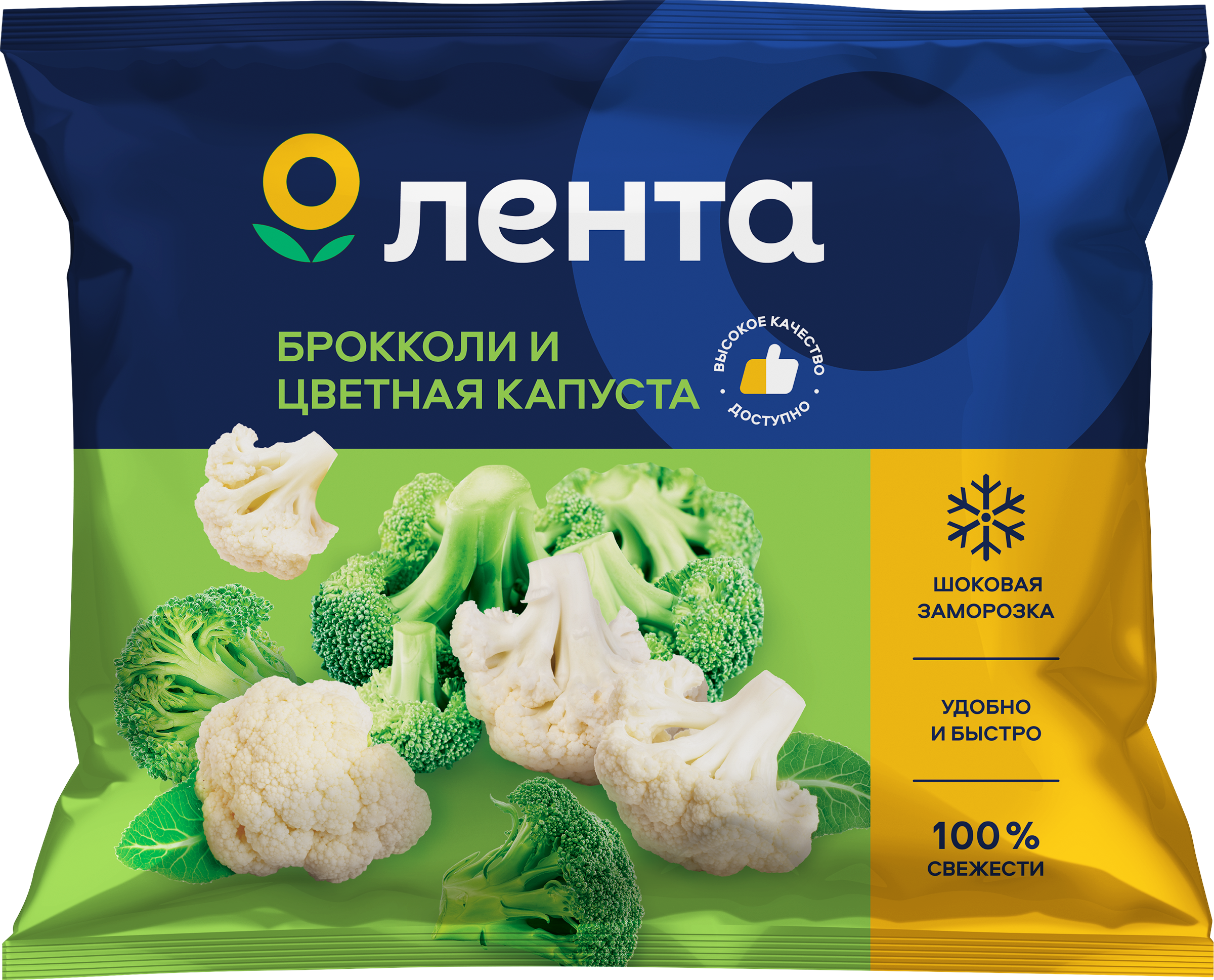 Изображение товара Смесь овощная ЛЕНТА Цветная капуста и брокколи, 400г