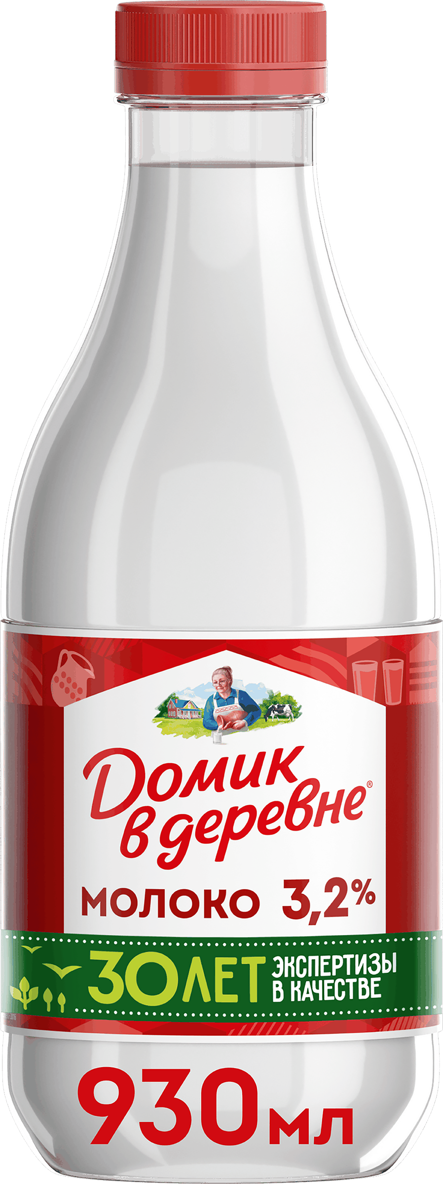 Изображение товара Молоко пастеризованное ДОМИК В ДЕРЕВНЕ 3,2% натуральное, 955г