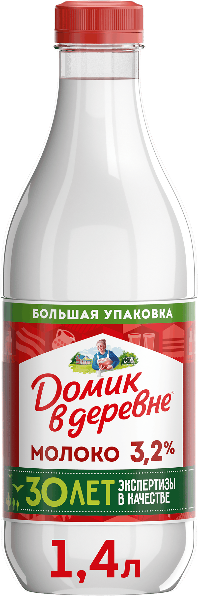 Изображение товара Молоко пастеризованное ДОМИК В ДЕРЕВНЕ 3,2%, без змж, 1440г