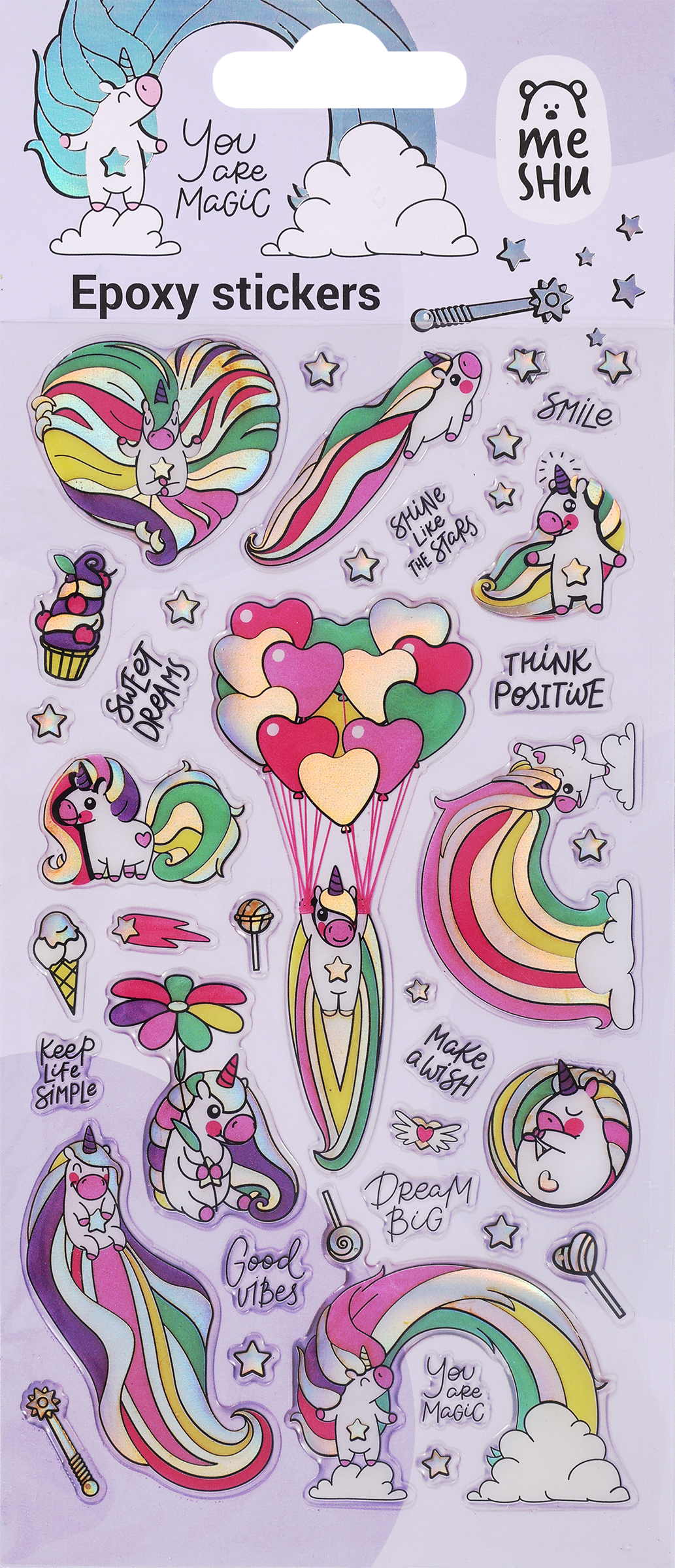 Изображение товара Гелевые наклейки MESHU Rainbow unicorn 10х23 см для декора