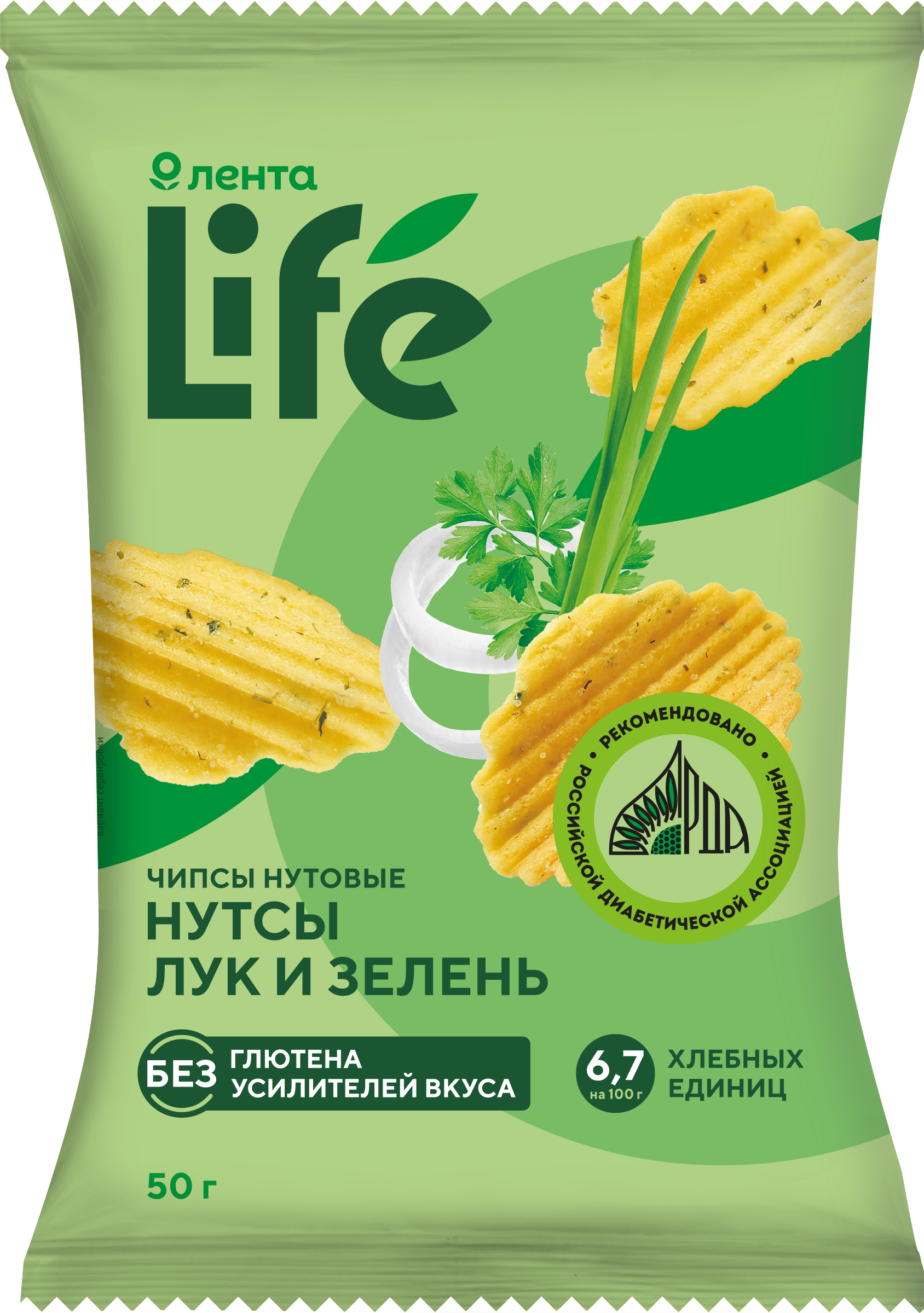 Изображение товара Нутовые чипсы ЛЕНТА LIFE Лук и зелень, полезный перекус без глютена Изображение товара Нутовые чипсы ЛЕНТА LIFE Лук и зелень, полезный перекус без глютена