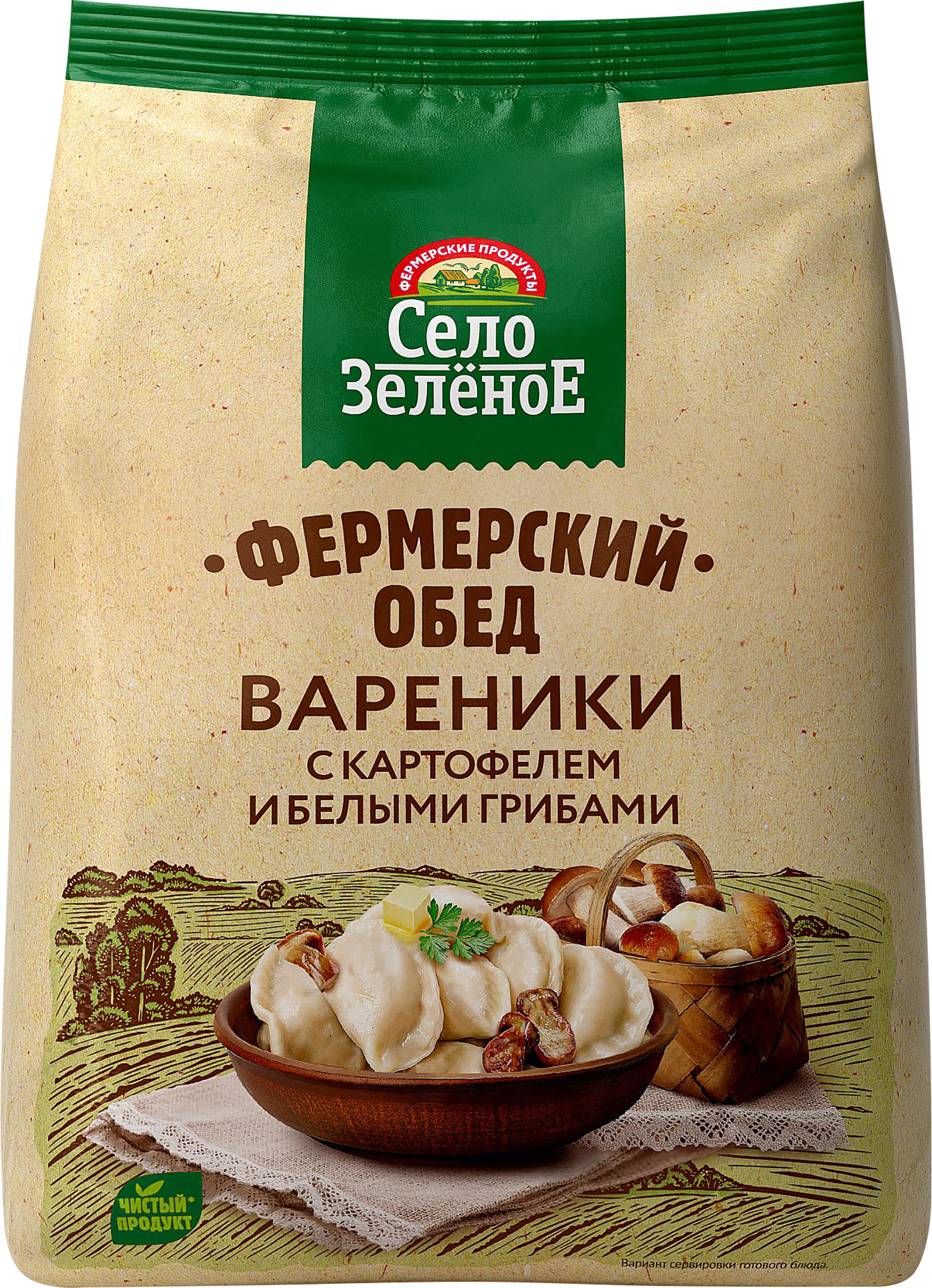 Изображение товара Вареники СЕЛО ЗЕЛЕНОЕ с картофелем и белыми грибами, замороженные, 700г Изображение товара Вареники СЕЛО ЗЕЛЕНОЕ с картофелем и белыми грибами, замороженные, 700г