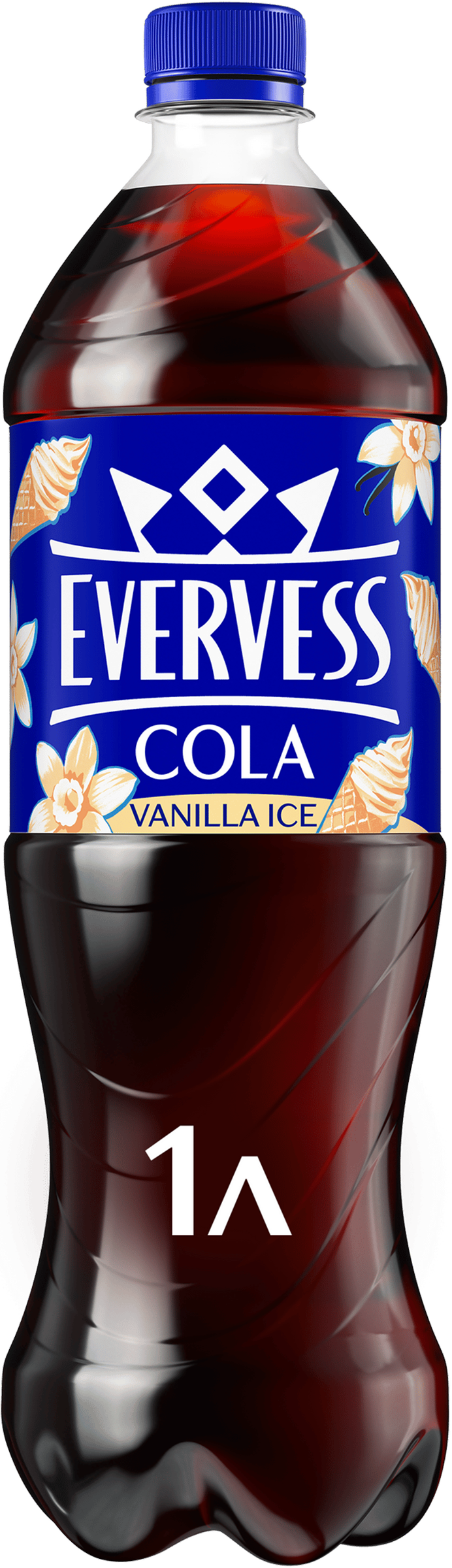 Изображение товара Безсахарный газированный напиток EVERVESS Cola Vanilla Ice Ванильное мороженое 1л Изображение товара Безсахарный газированный напиток EVERVESS Cola Vanilla Ice Ванильное мороженое 1л
