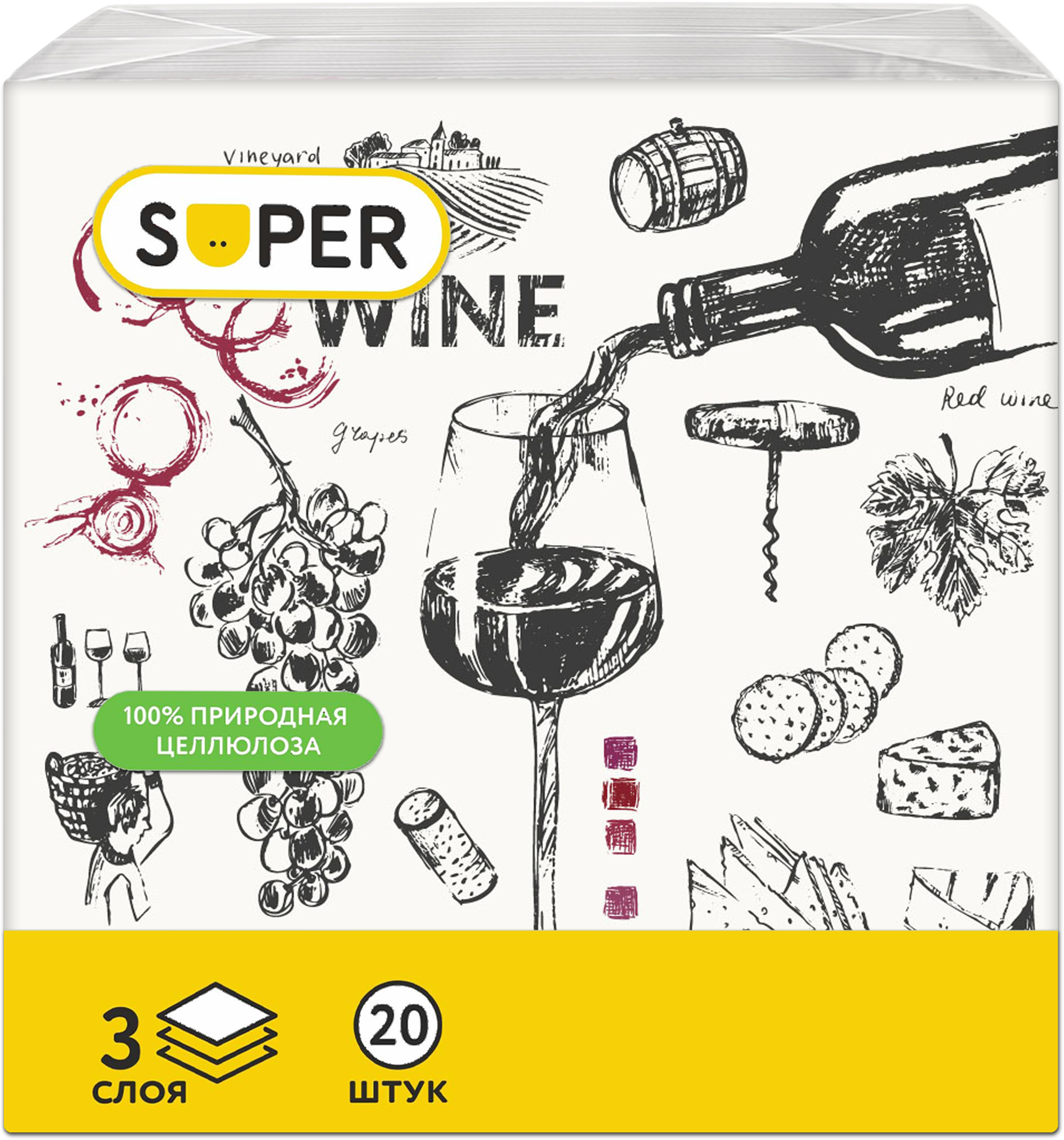 Изображение товара Бумажные салфетки SUPER Прованс 3-слоя, 33х33см, 20 шт, Россия