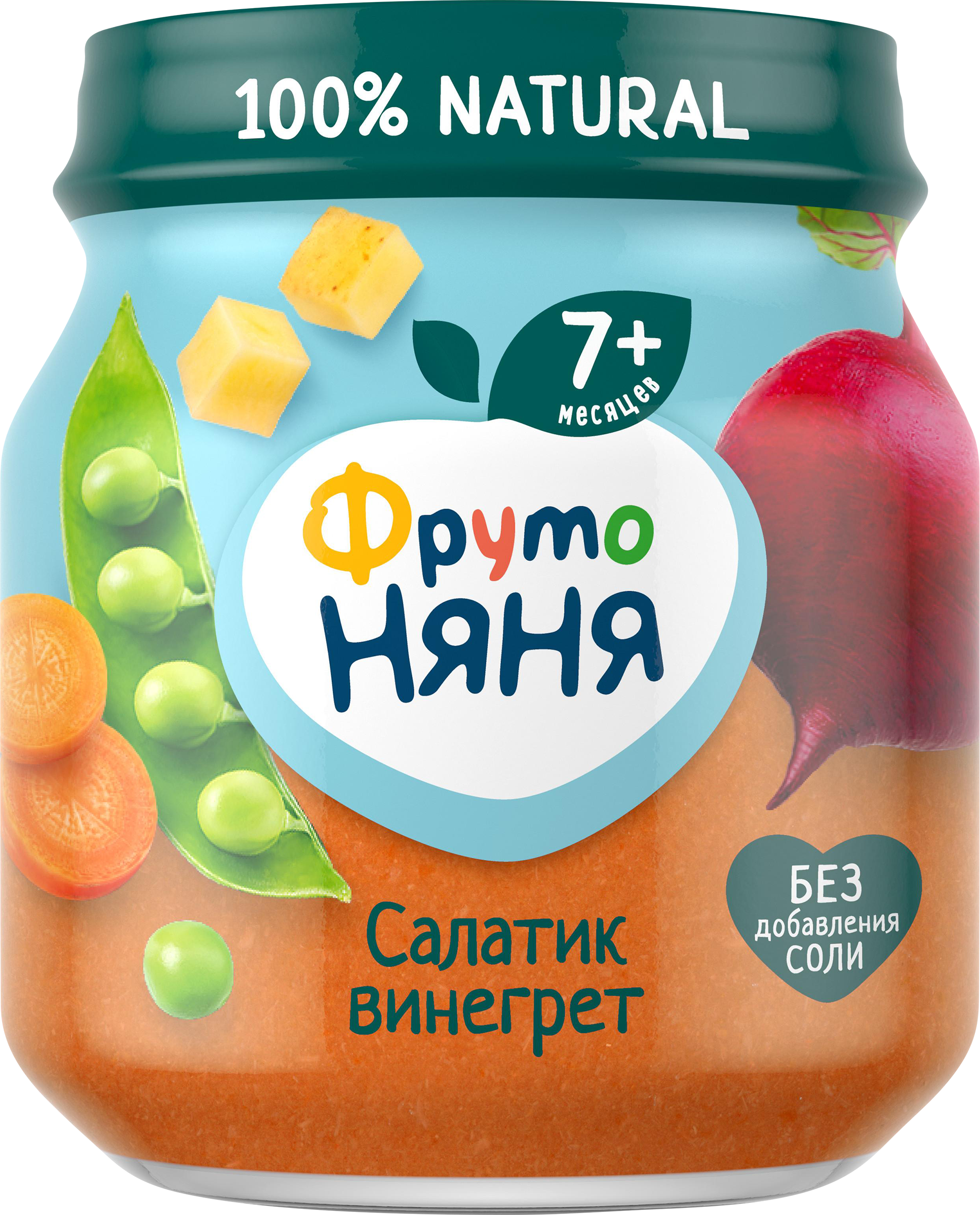 Изображение товара Пюре овощное ФРУТОНЯНЯ Салатик Винегрет, с 7 месяцев, 110г