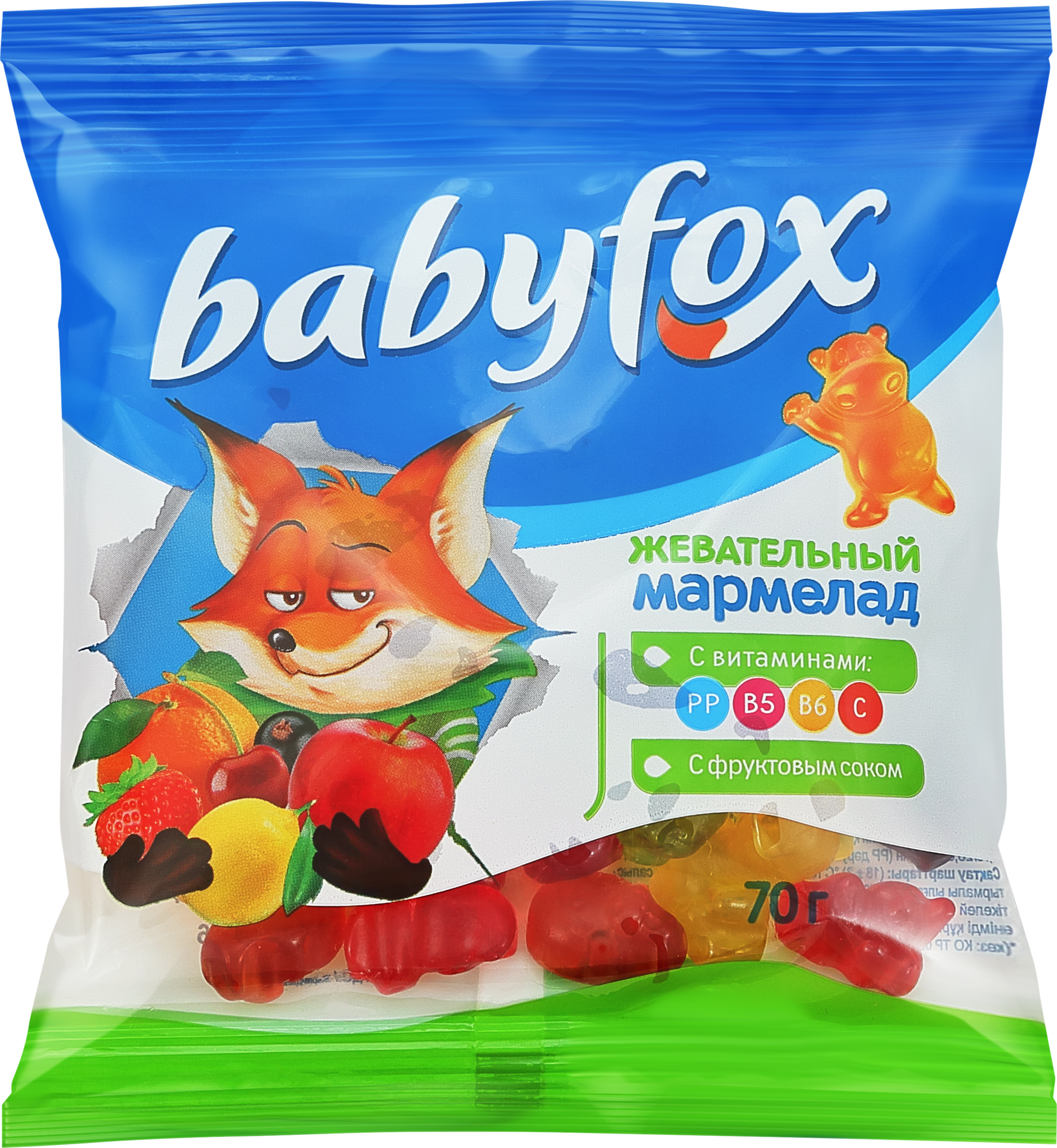 Изображение товара Мармелад BABYFOX Бегемоты 70г яркие фруктовые вкусы и подарочная упаковка Изображение товара Мармелад BABYFOX Бегемоты 70г яркие фруктовые вкусы и подарочная упаковка