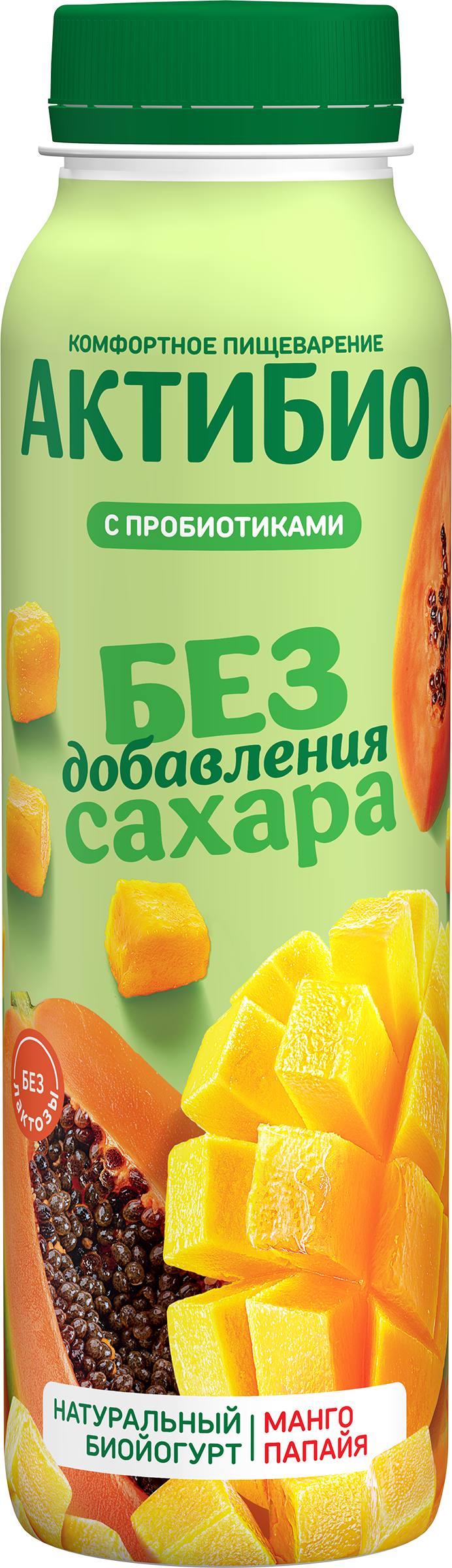Изображение товара Йогурт питьевой АКТИБИО с манго и папайей 1,5% без сахара 260г