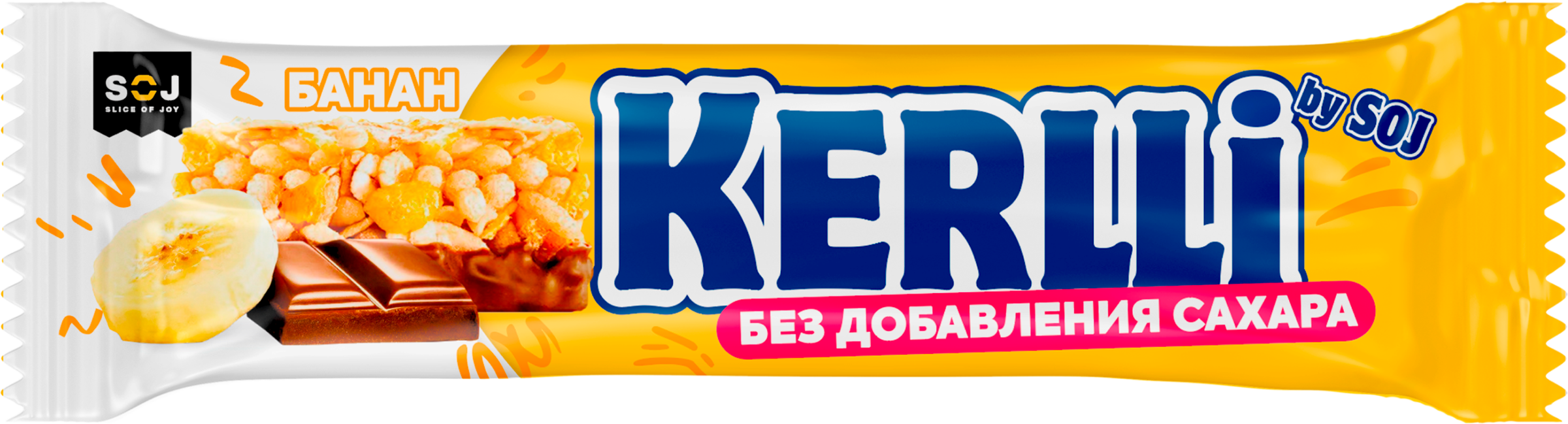 Изображение товара Батончик злаковый KERLLI с бананом, глазированный без сахара, 45г Изображение товара Батончик злаковый KERLLI с бананом, глазированный без сахара, 45г